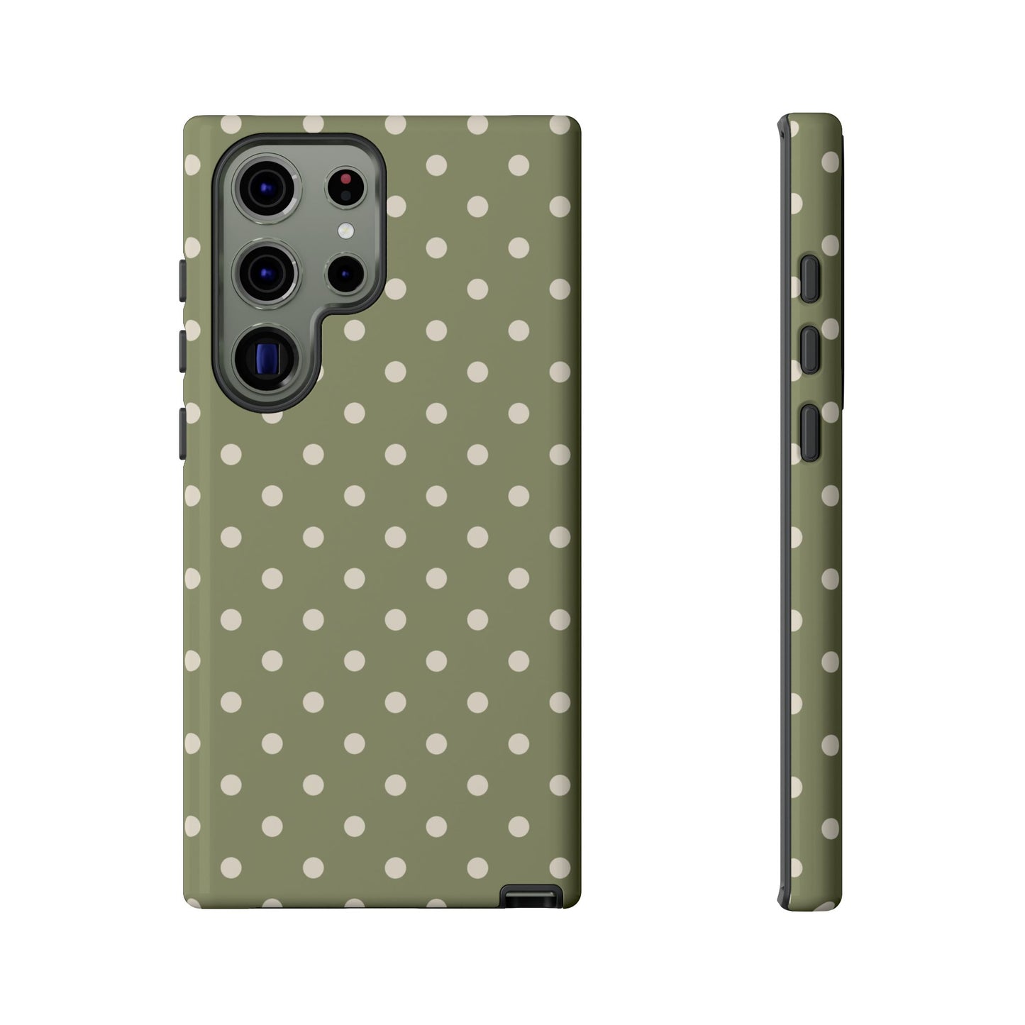 Samsung Galaxy S23 Ultra / Glossy Phone Case - ’Green & White Dot Pattern’ Phone Case