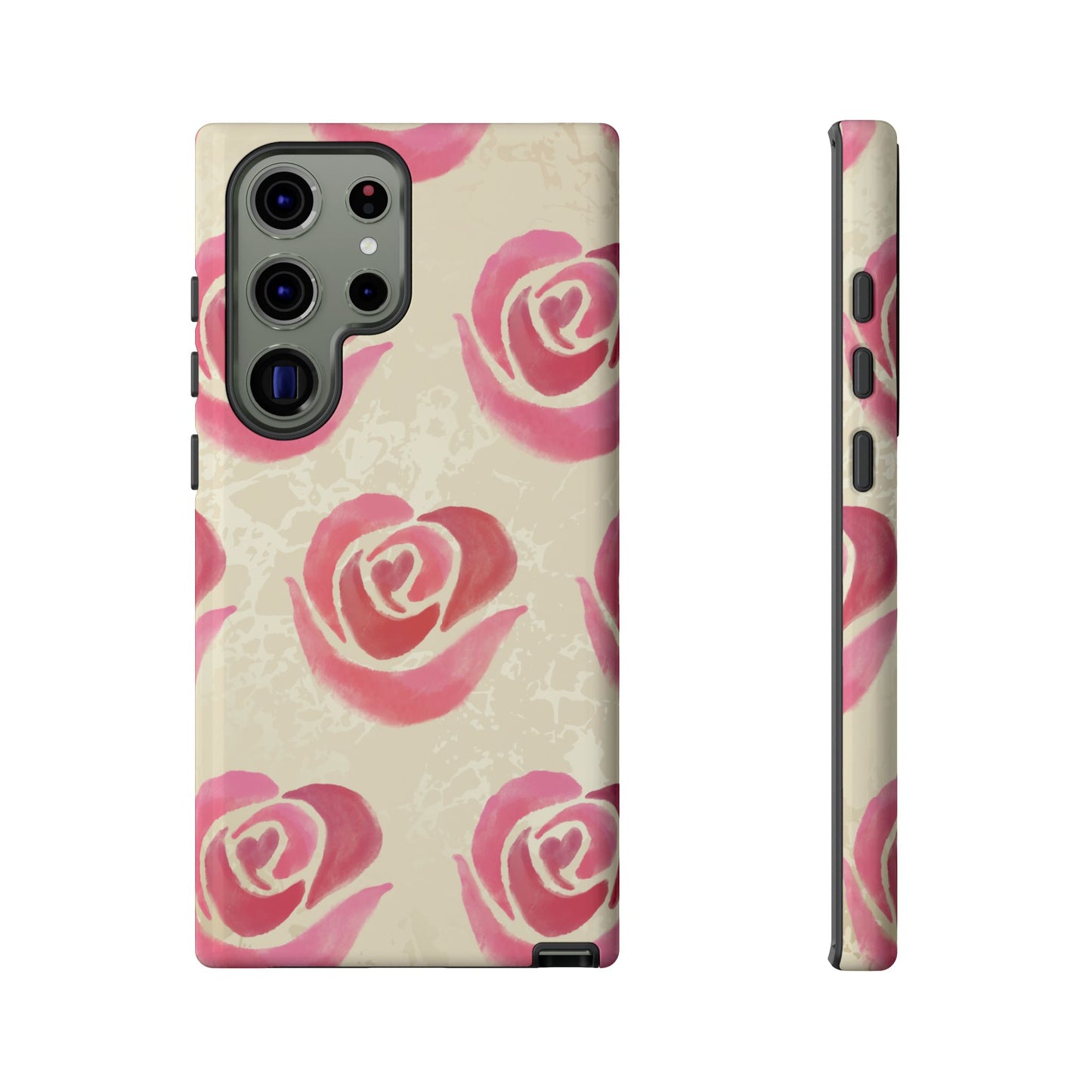Samsung Galaxy S23 Ultra / Glossy Phone Case - ’Pink Rose Pattern’ Phone Case
