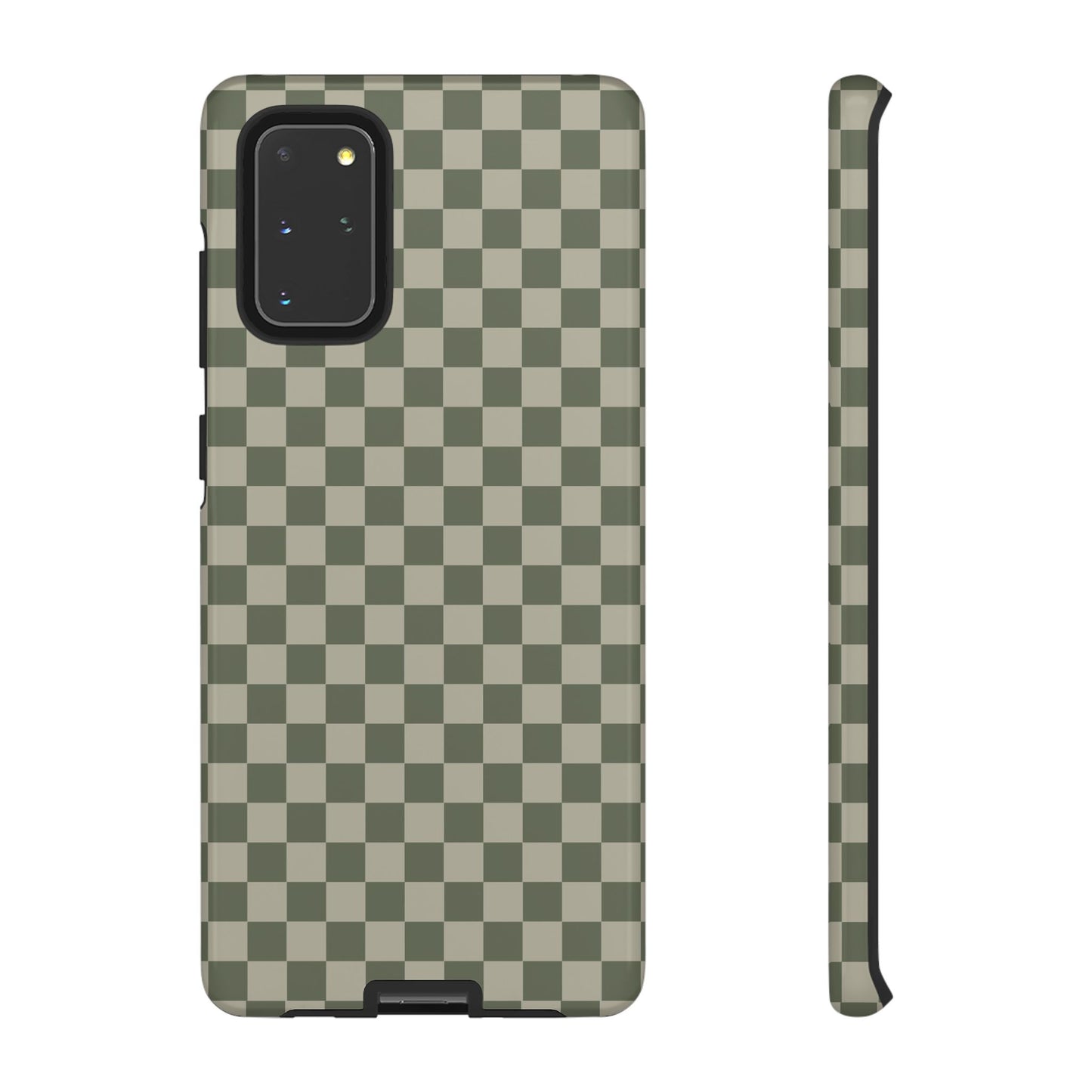 Samsung Galaxy S20+ / Glossy Phone Case - ’Bold Olive Green Checkered Pattern’ Phone Case