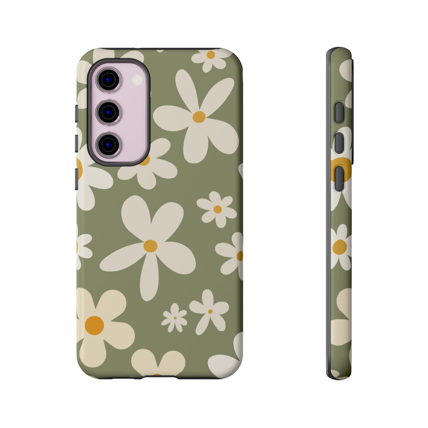 Samsung Galaxy S23 Plus / Glossy Phone Case - ’Green Daisy Pattern’ Phone Case