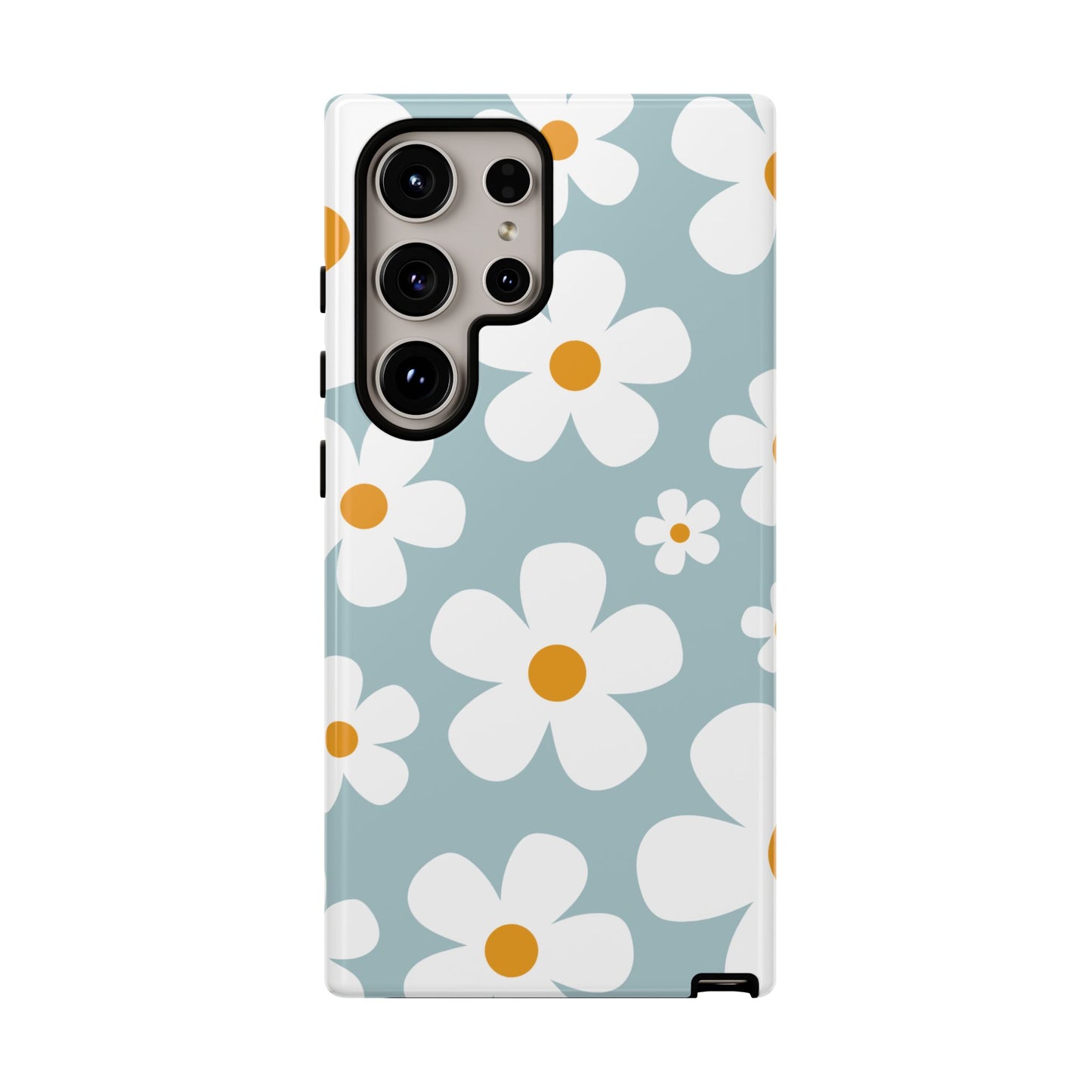 Samsung Galaxy S24 Ultra / Glossy Phone Case - ’Blue Daisy Pattern’ Phone Case