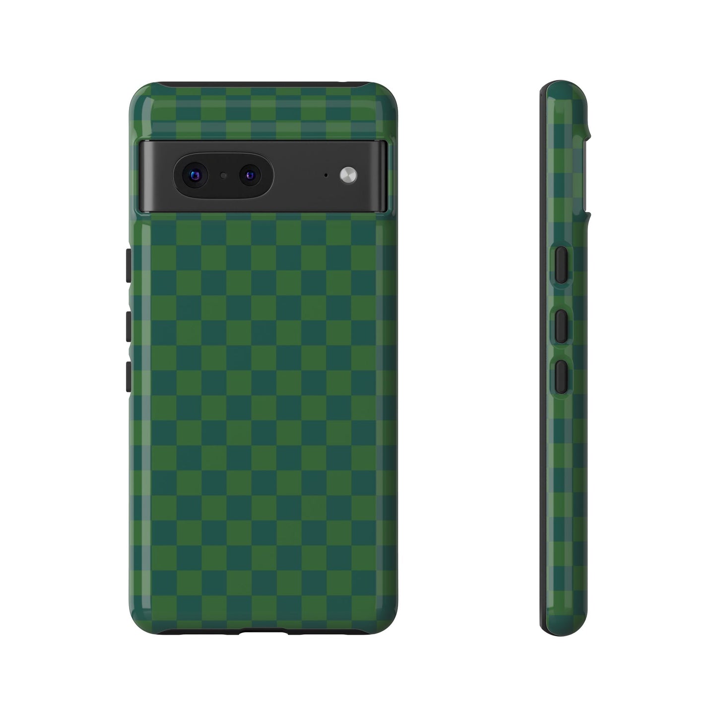 Google Pixel 7 / Glossy Phone Case - ’Bold Green Checkered Pattern’ Phone Case