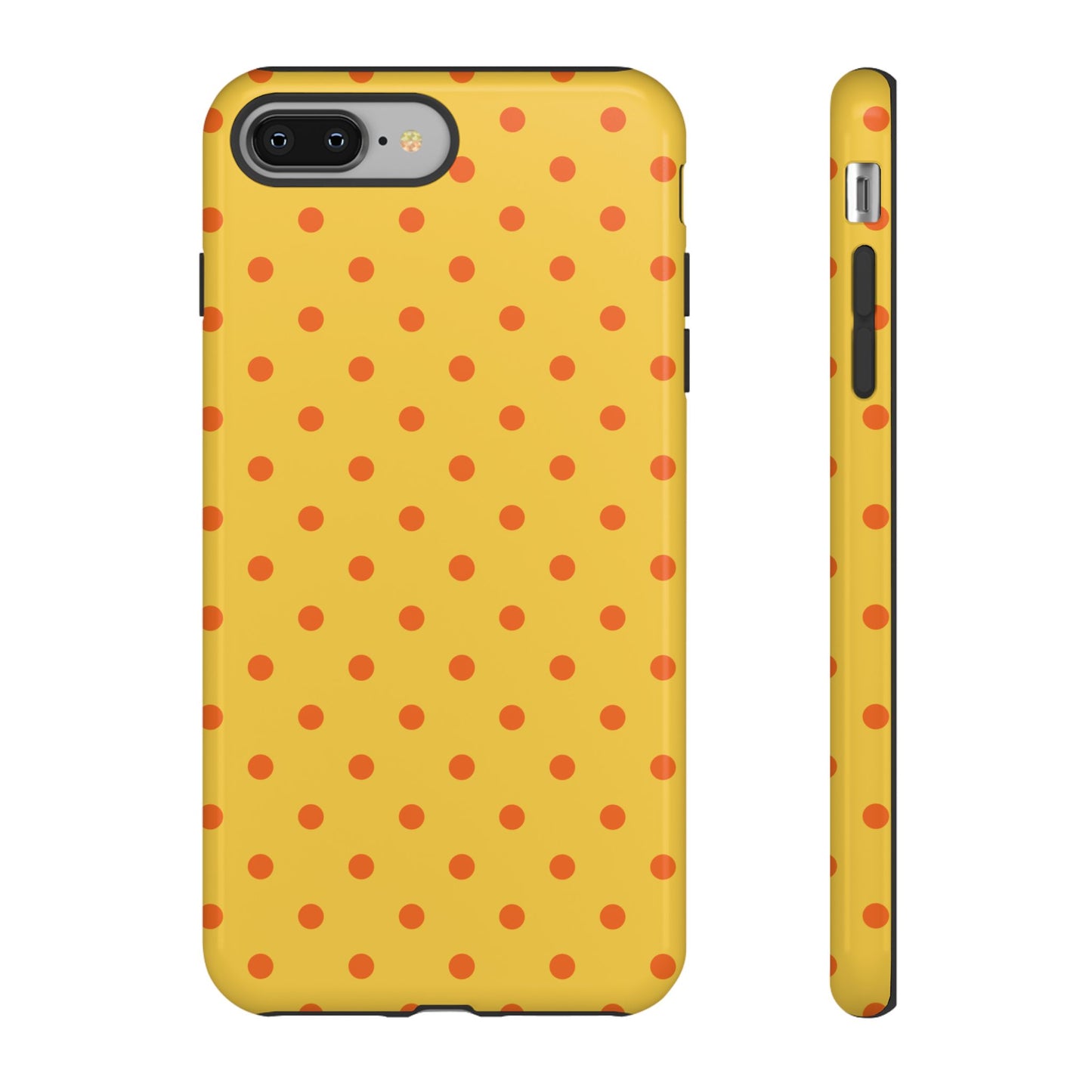 iPhone 8 Plus / Glossy Phone Case - Trendy Yellow & Orange Dot Pattern Phone Case