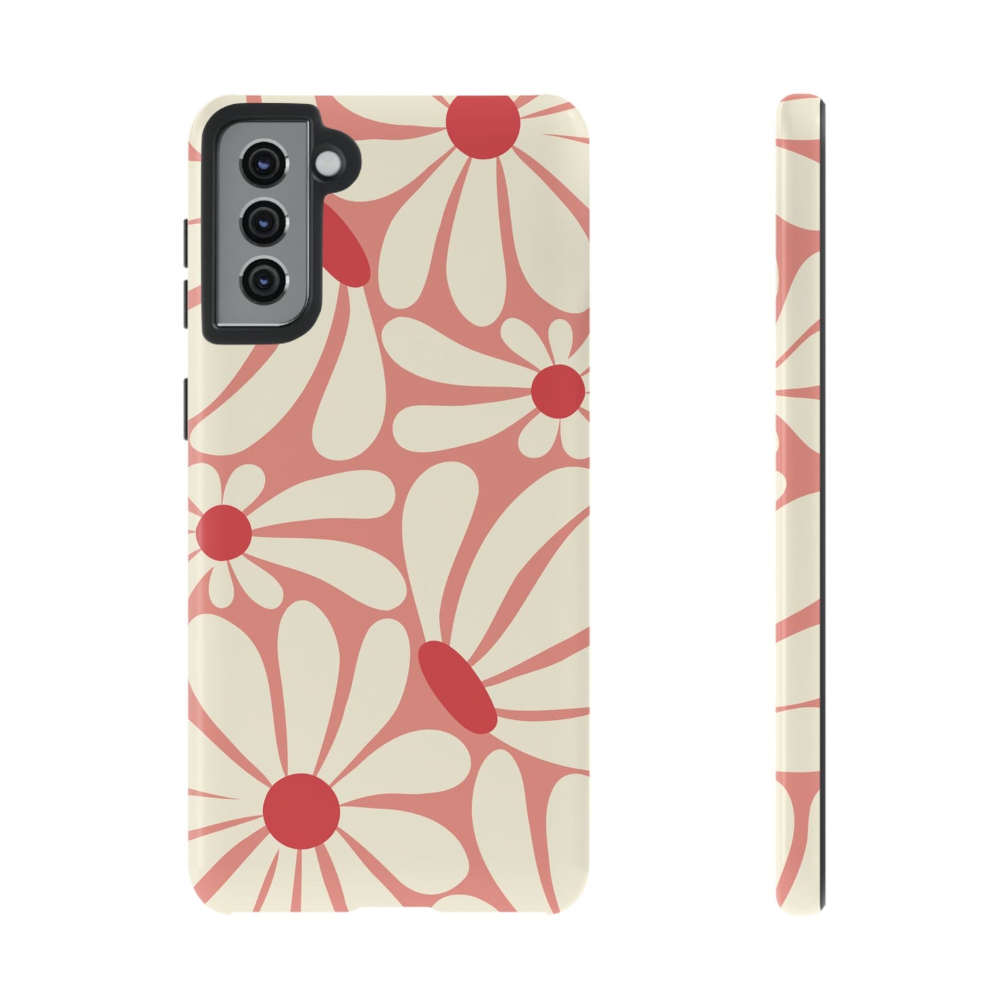 Samsung Galaxy S21 Plus / Glossy Phone Case - ’Retro Pink Daisy Pattern’ Phone Case
