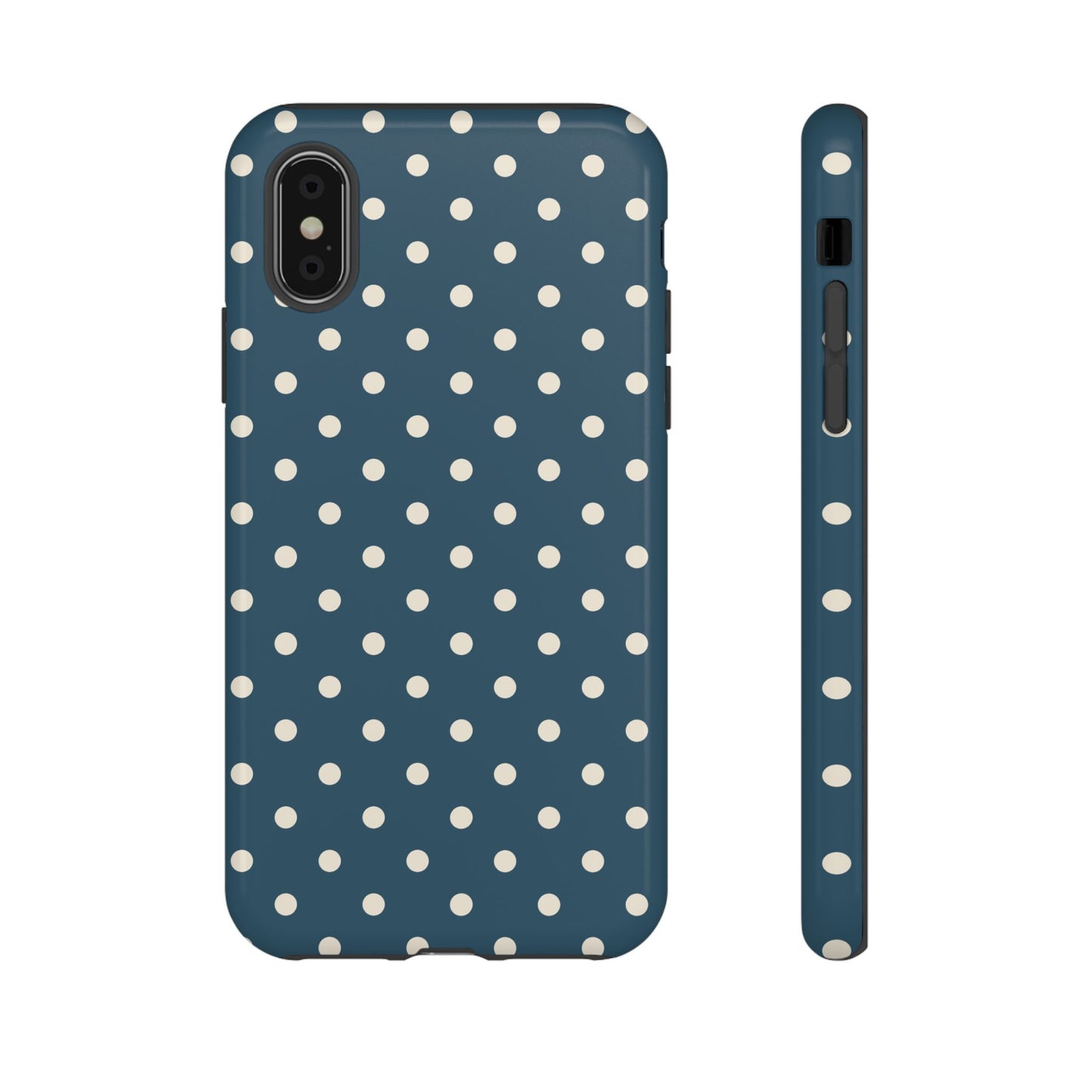 iPhone XS / Glossy Phone Case - ’Blue & White Dot Pattern’ Phone Case