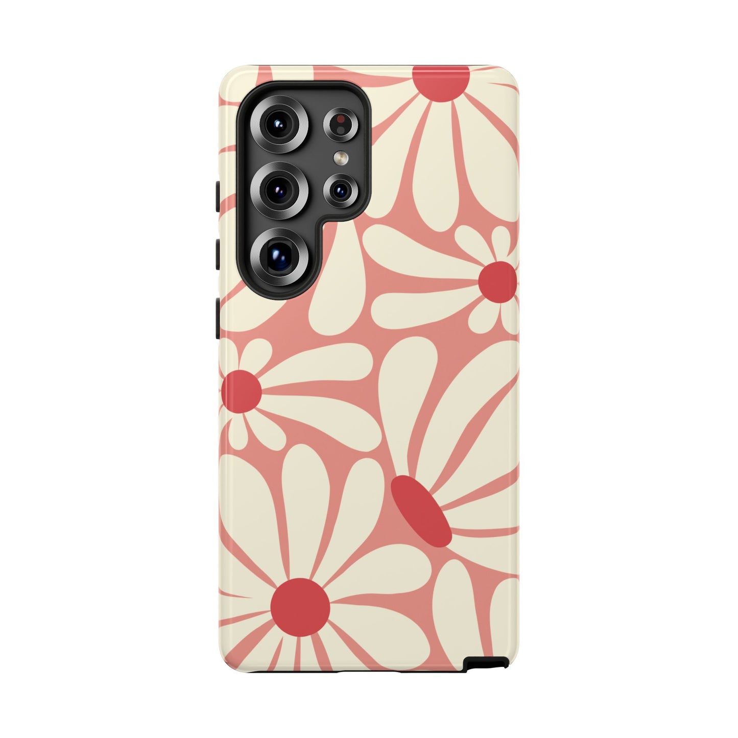Samsung Galaxy S25 Ultra / Glossy Phone Case - ’Retro Pink Daisy Pattern’ Phone Case