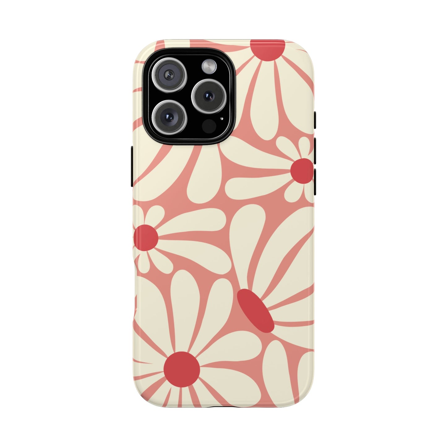 iPhone 16 Pro Max / Glossy Phone Case - ’Retro Pink Daisy Pattern’ Phone Case
