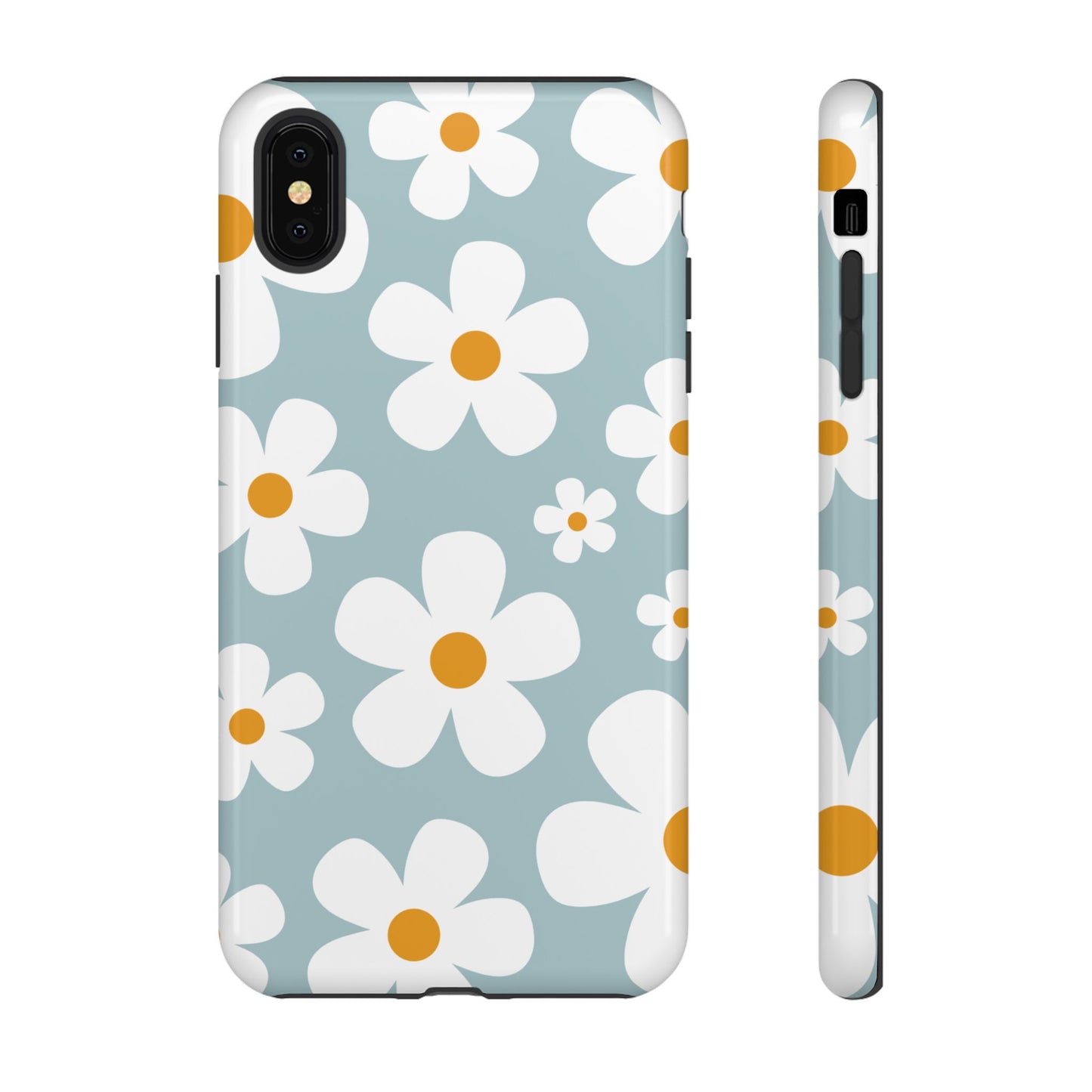 iPhone XS MAX / Glossy Phone Case - ’Blue Daisy Pattern’ Phone Case