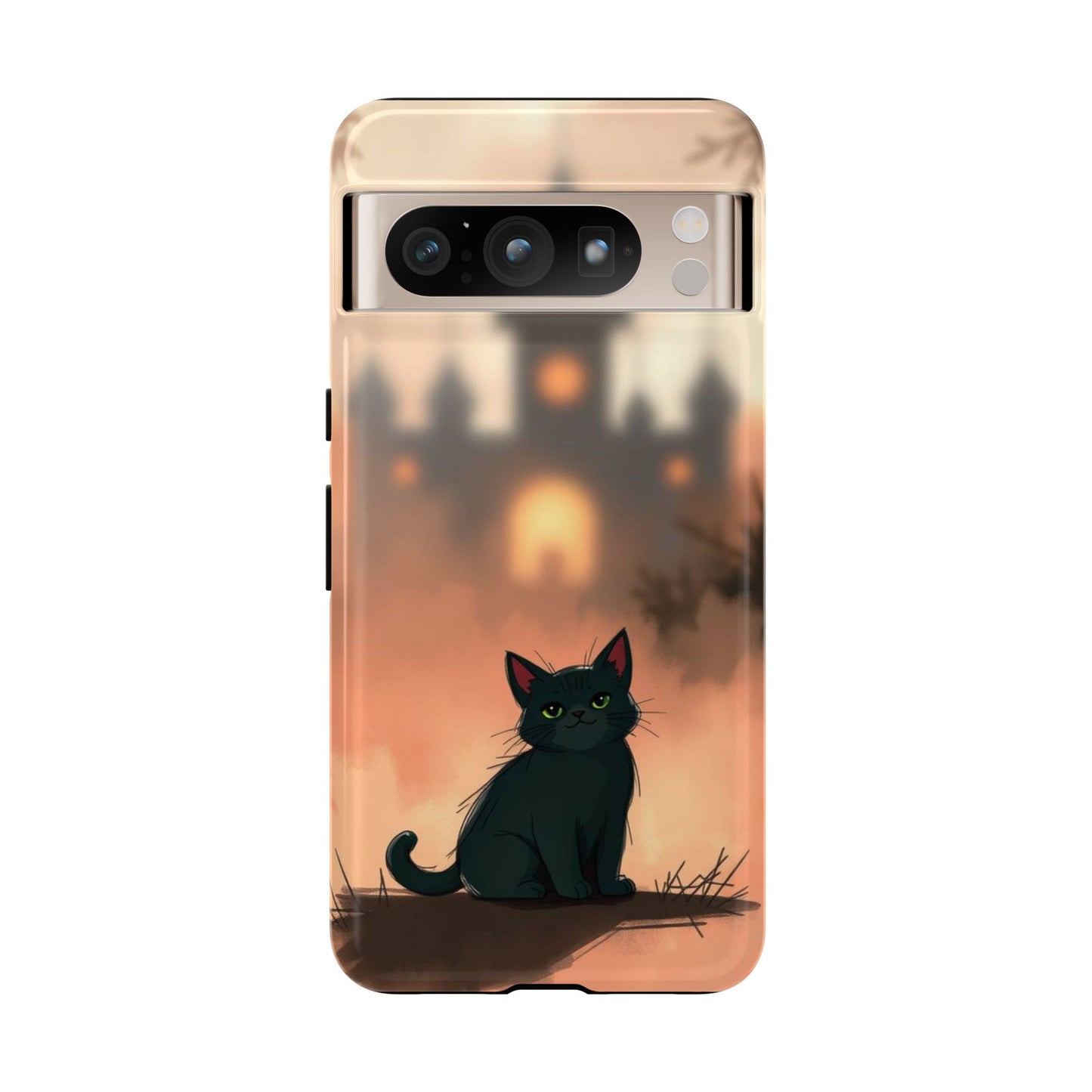 Cute Gothic Cat Design Phone Case