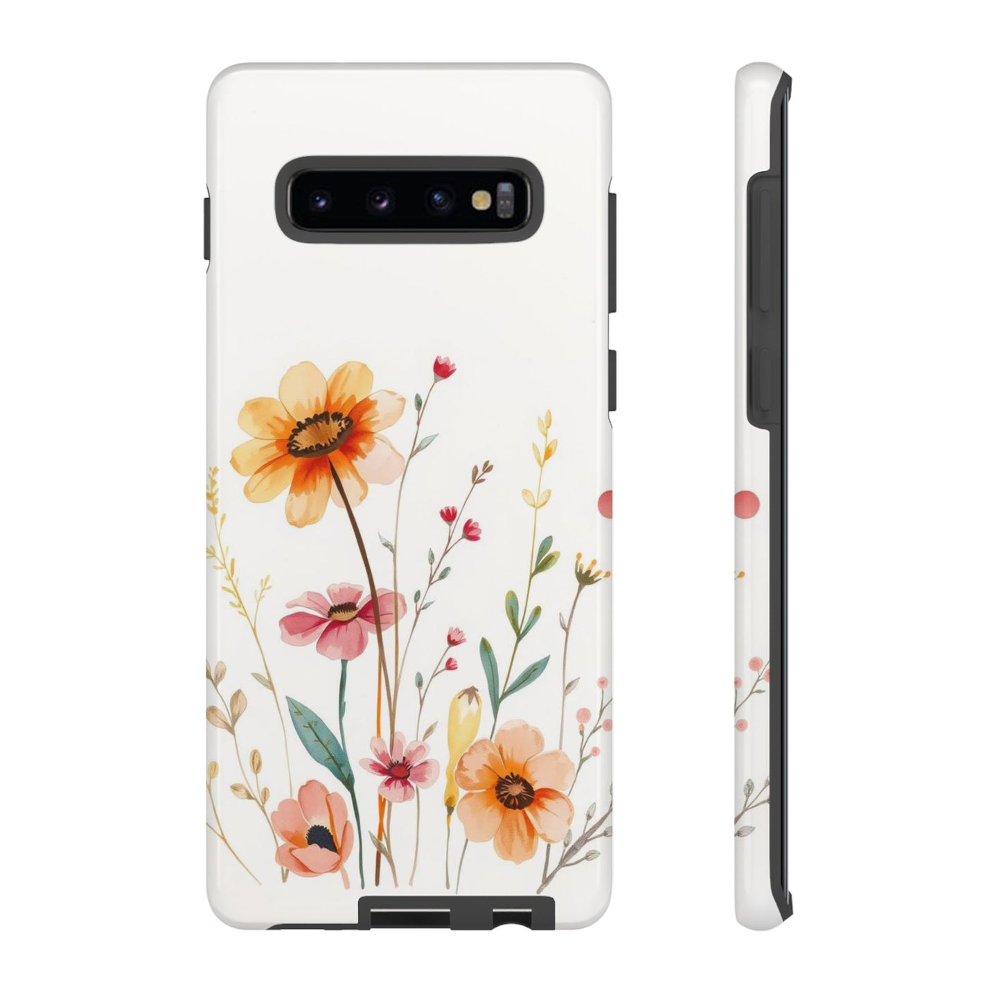 Samsung Galaxy S10 Plus / Glossy Phone Case - Boho Chic Watercolour Wild Blooms Pattern Phone Case