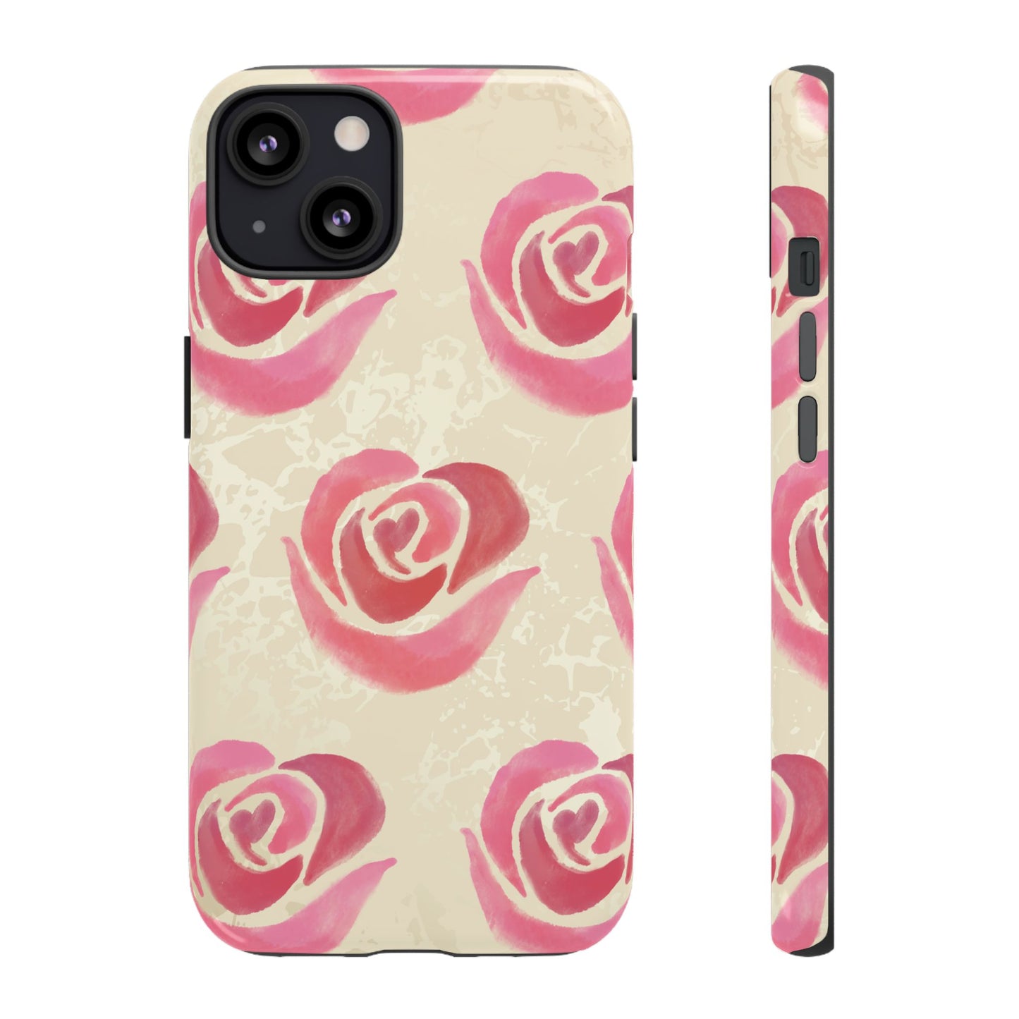 iPhone 13 / Glossy Phone Case - ’Pink Rose Pattern’ Phone Case