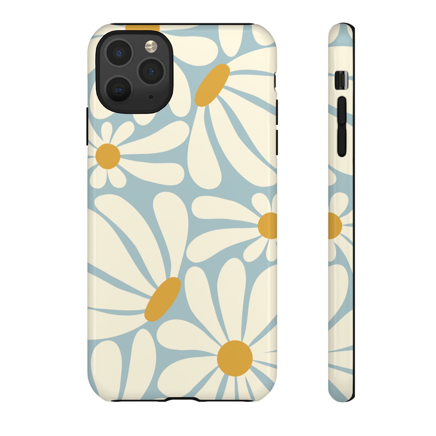 iPhone 11 Pro Max / Glossy Phone Case - ’Retro Blue Daisy Pattern’ Phone Case