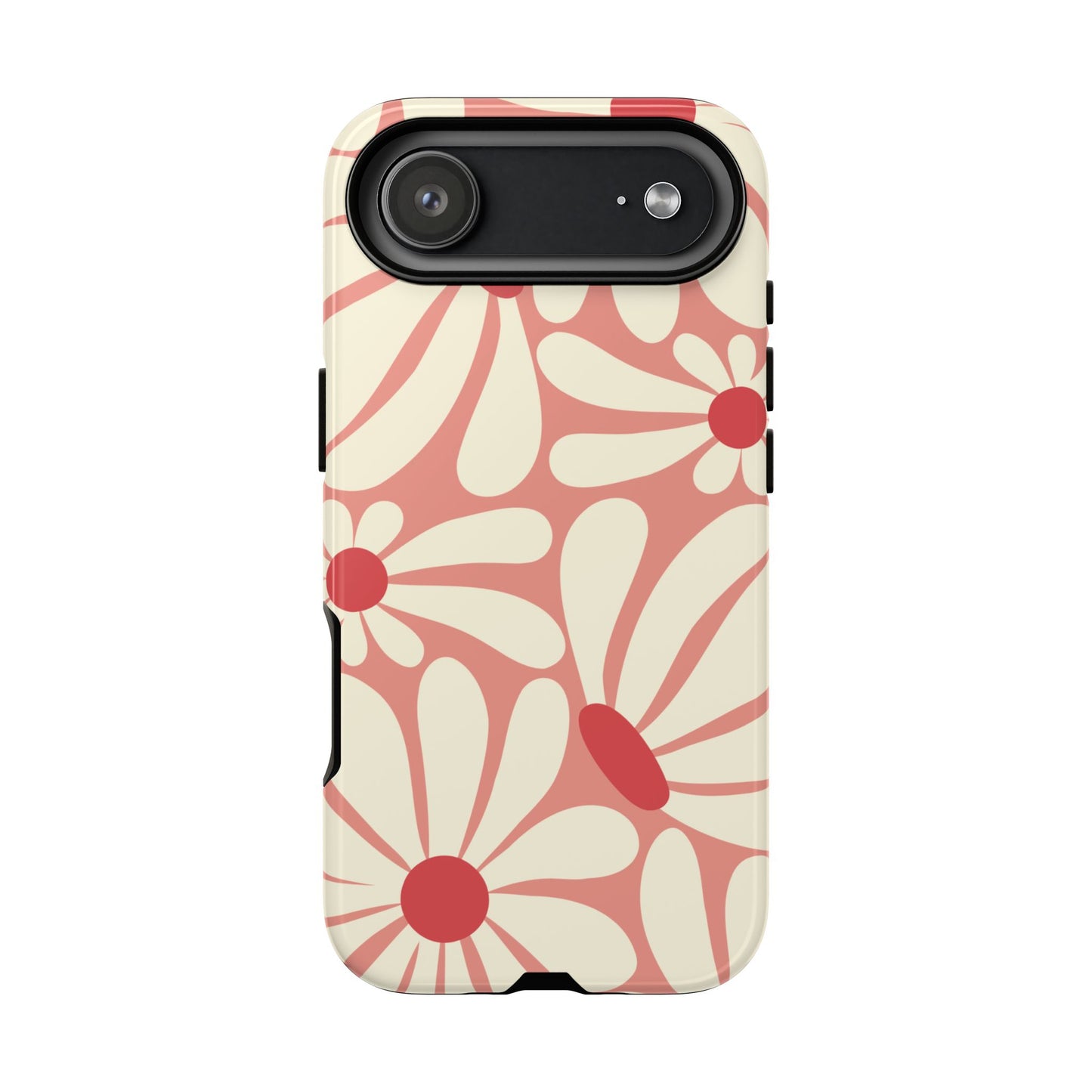 iPhone 17 Air / Glossy Phone Case - ’Retro Pink Daisy Pattern’ Phone Case
