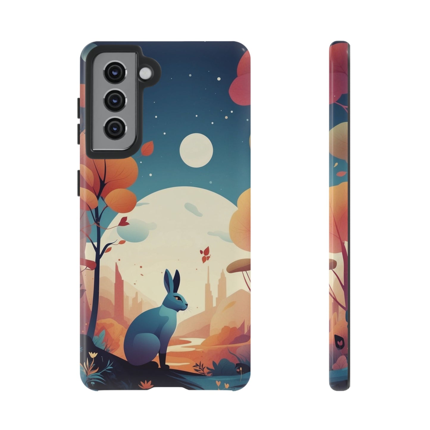 Stylised Blue Hare Design Phone Case