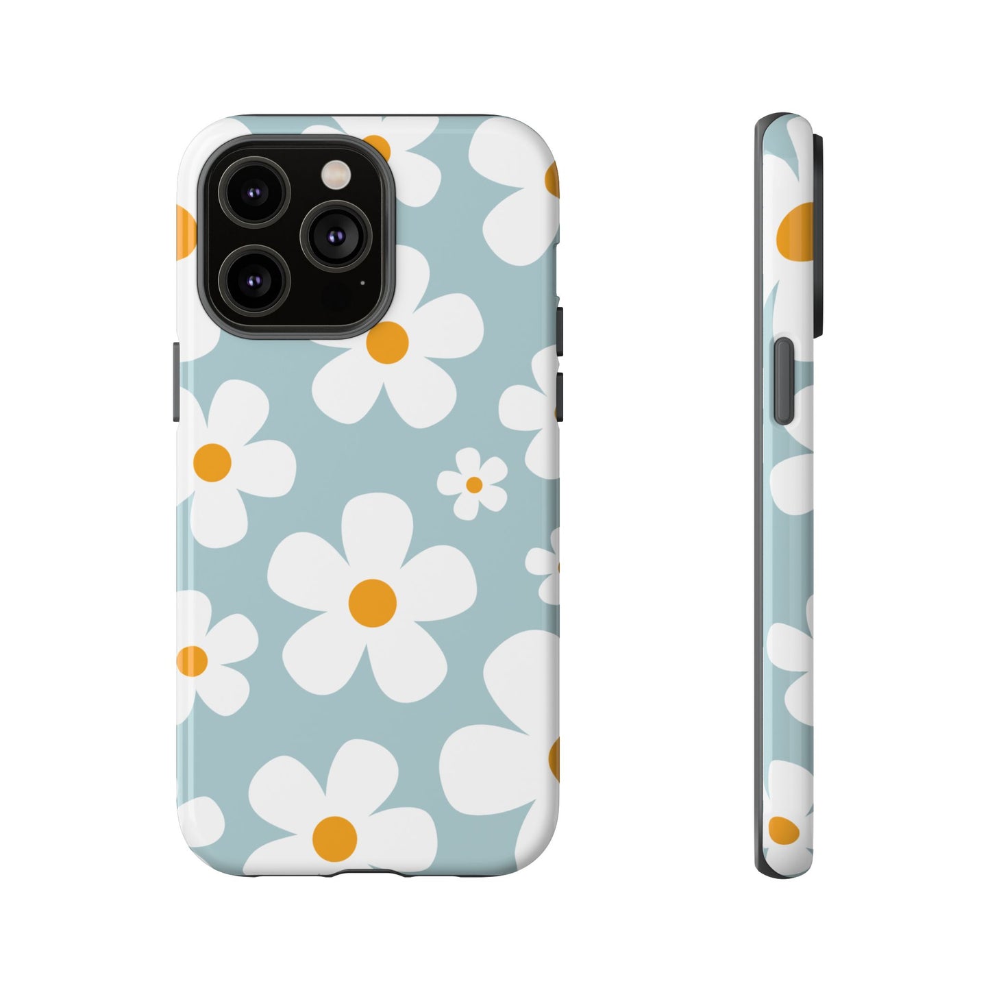 iPhone 14 Pro Max / Glossy Phone Case - ’Blue Daisy Pattern’ Phone Case
