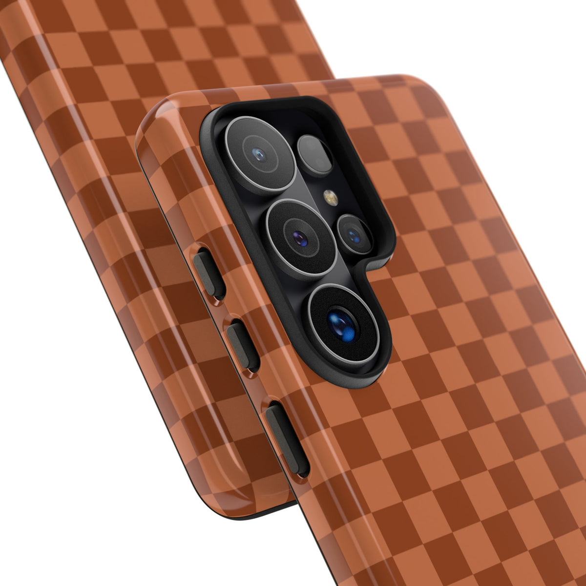Bold Brown Small Checked Pattern Phone Case - Brown Phone Case