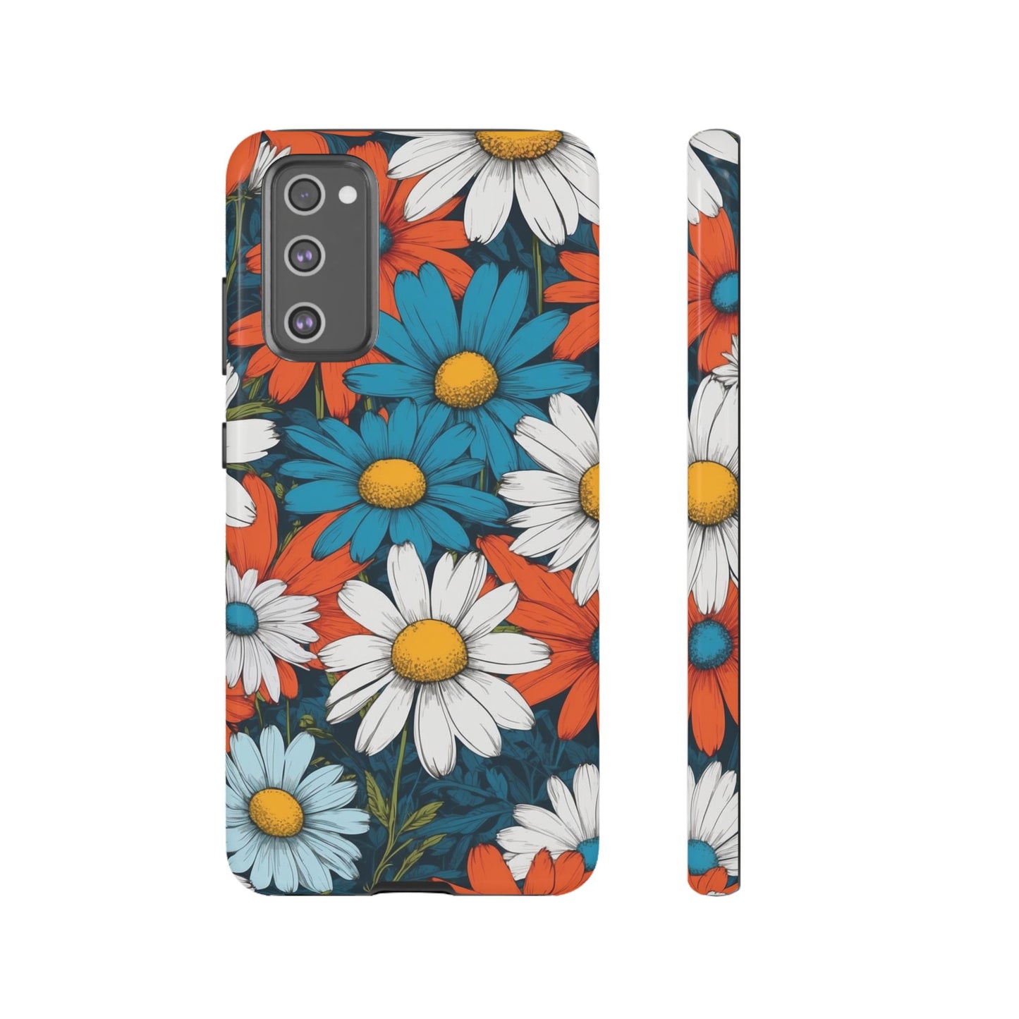 Pop Art Daisies Illustration "Red & Blue" Phone Case