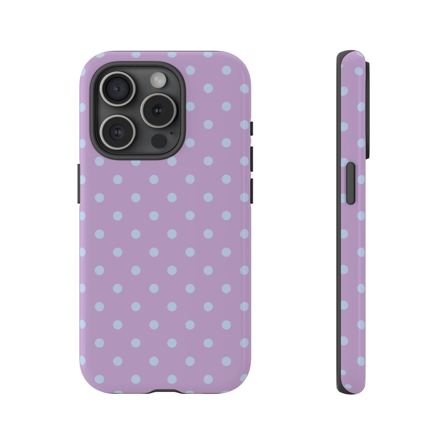 iPhone 15 Pro / Glossy Phone Case - Trendy Lilac & Ice Blue Dot Pattern Phone Case