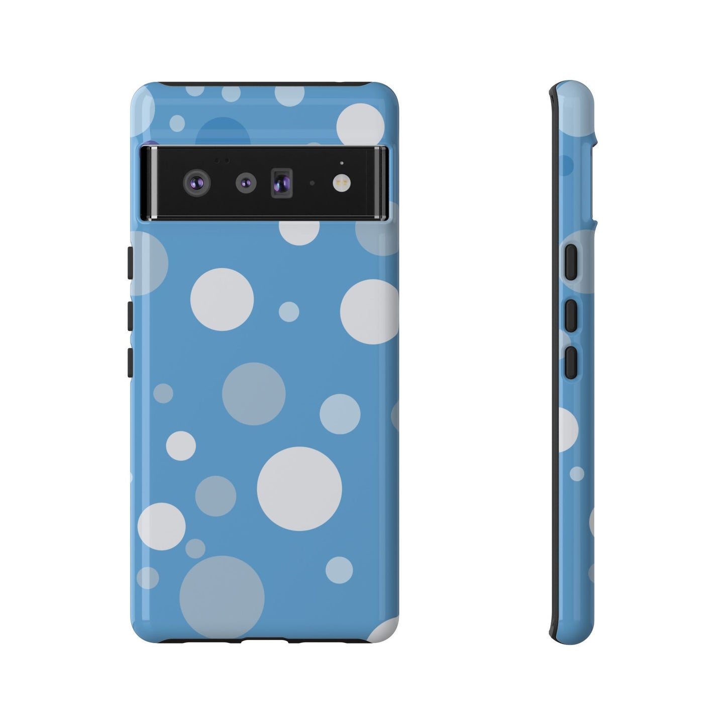 Google Pixel 6 Pro / Glossy Phone Case - ’Bold Blue with White Dot Pattern’ Phone Case