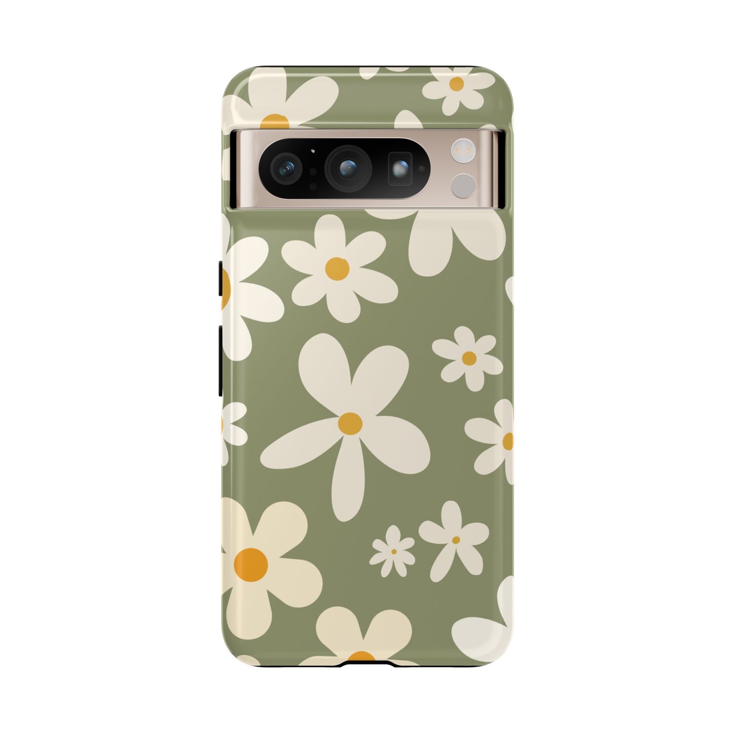 Google Pixel 8 Pro / Glossy Phone Case - ’Green Daisy Pattern’ Phone Case