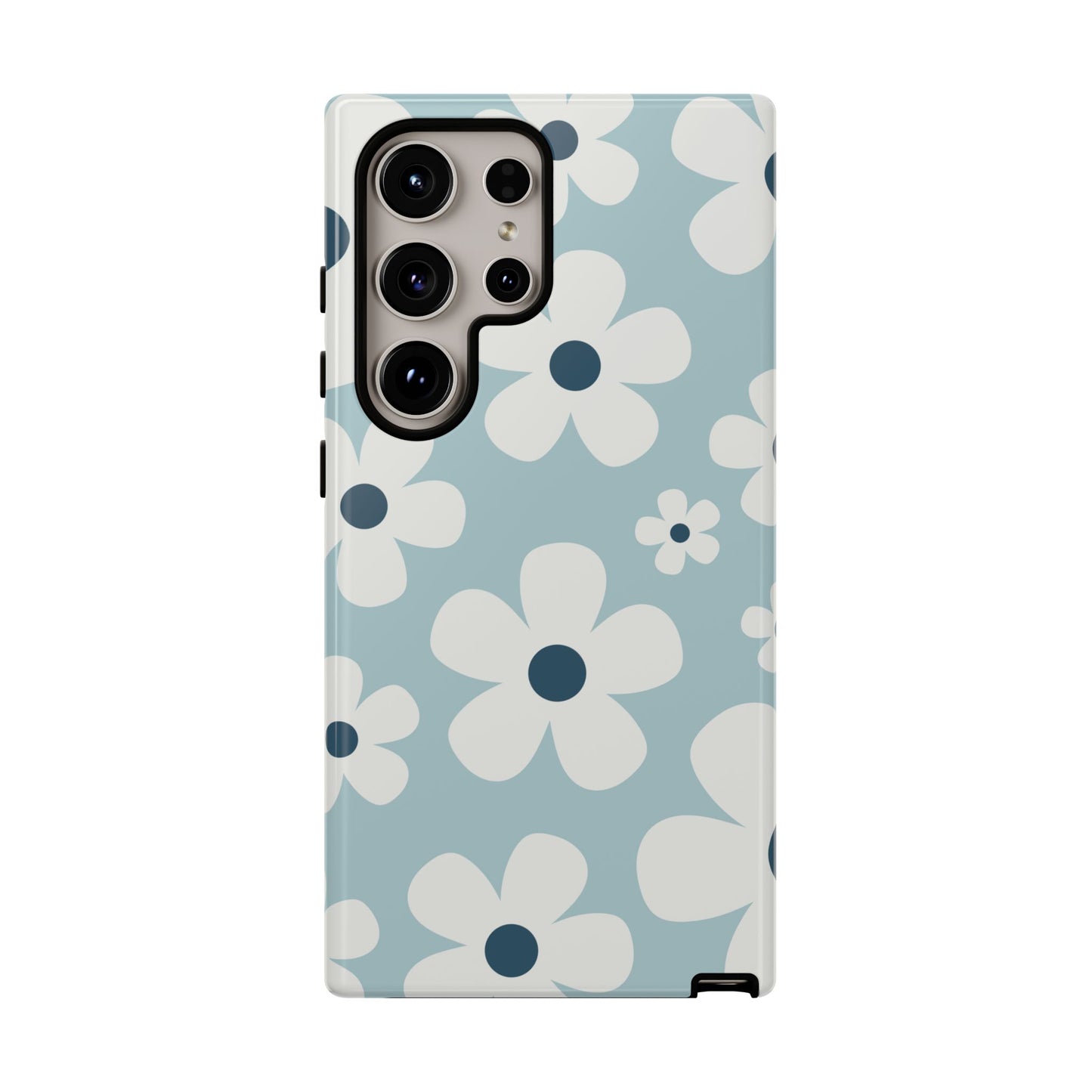 Samsung Galaxy S24 Ultra / Glossy Phone Case - Cute Light Blue Daisy Pattern Phone Case