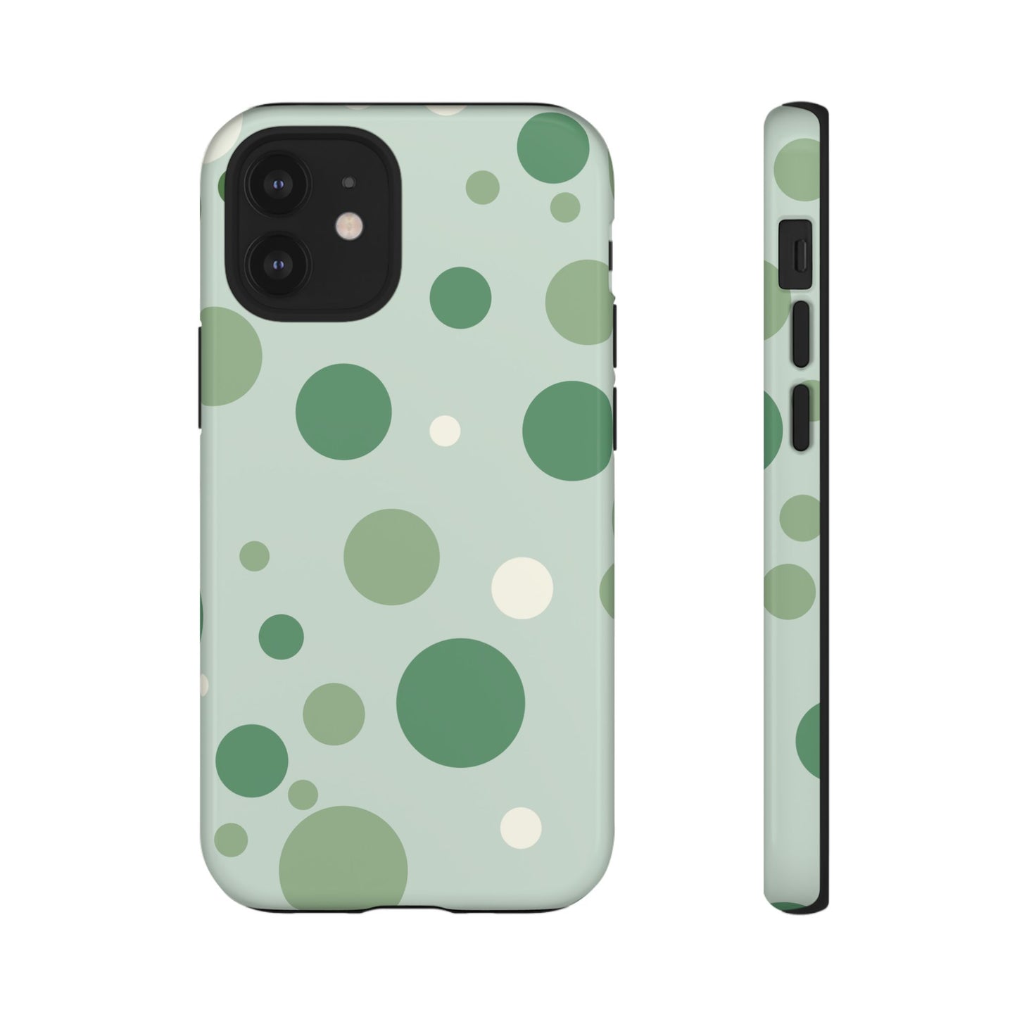 iPhone 12 Mini / Glossy Phone Case - ’Bold Green Dot Pattern’ Phone Case