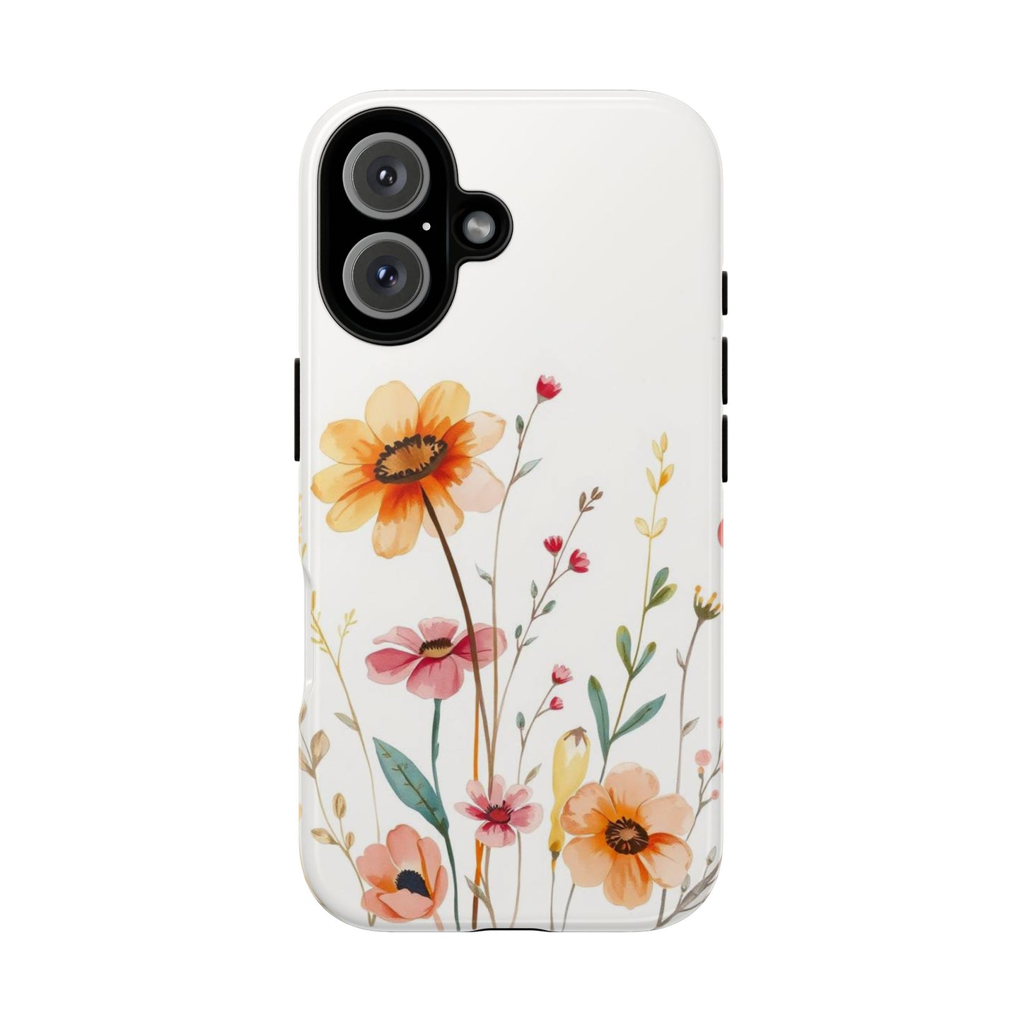 iPhone 16 / Glossy Phone Case - Boho Chic Watercolour Wild Blooms Pattern Phone Case