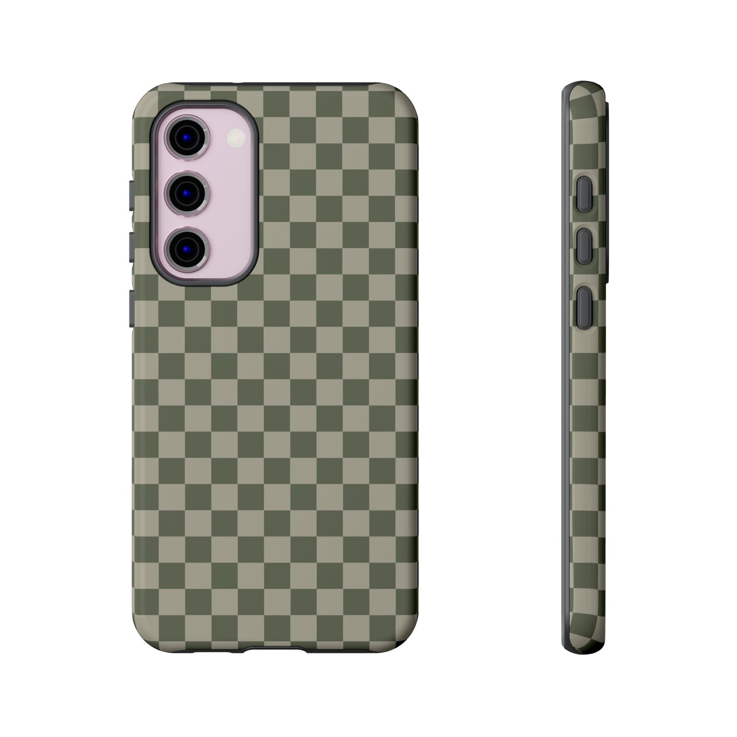 Samsung Galaxy S23 Plus / Glossy Phone Case - ’Bold Olive Green Checkered Pattern’ Phone Case
