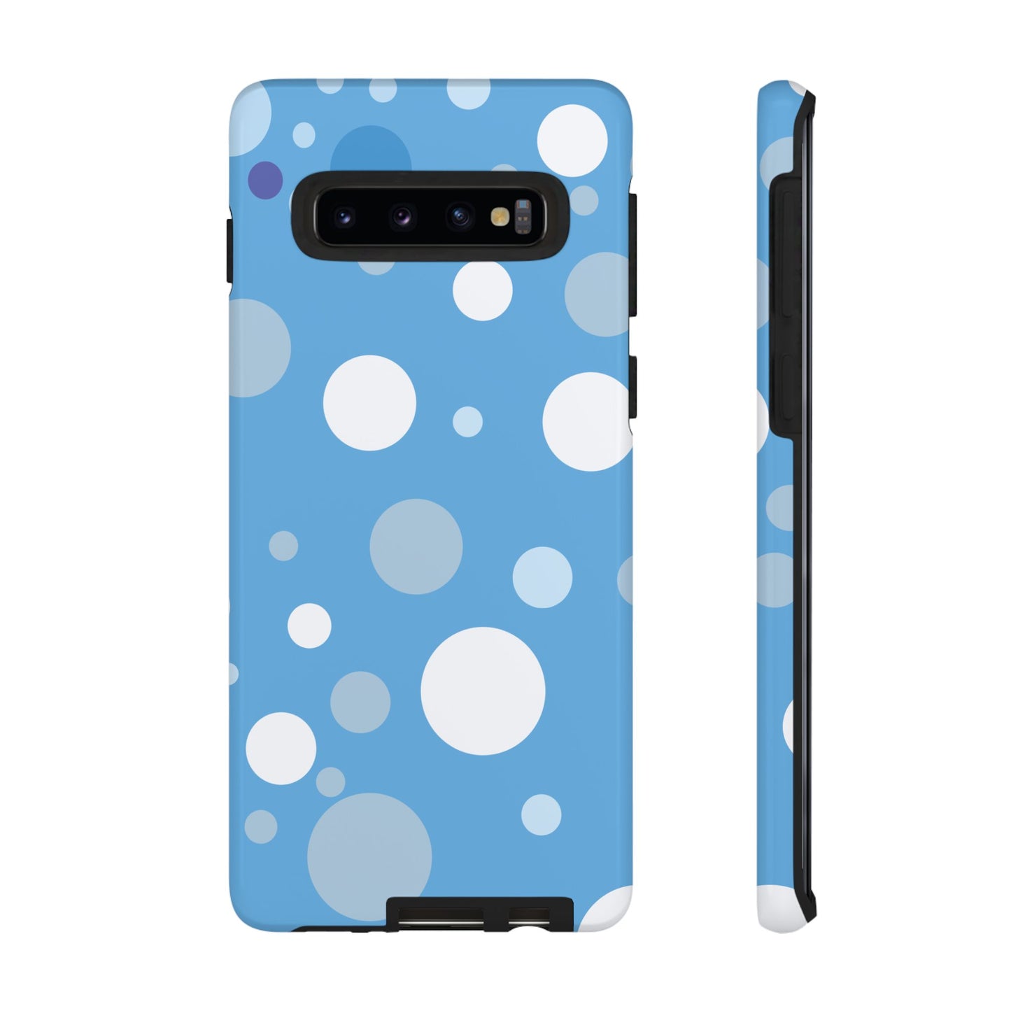 Samsung Galaxy S10 / Glossy Phone Case - ’Bold Blue with White Dot Pattern’ Phone Case