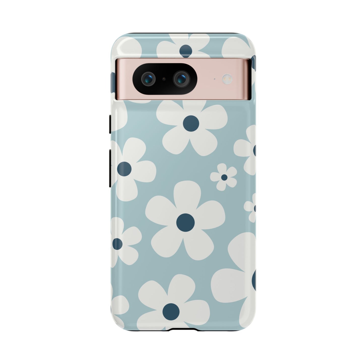 Google Pixel 8 / Glossy Phone Case - Cute Light Blue Daisy Pattern Phone Case