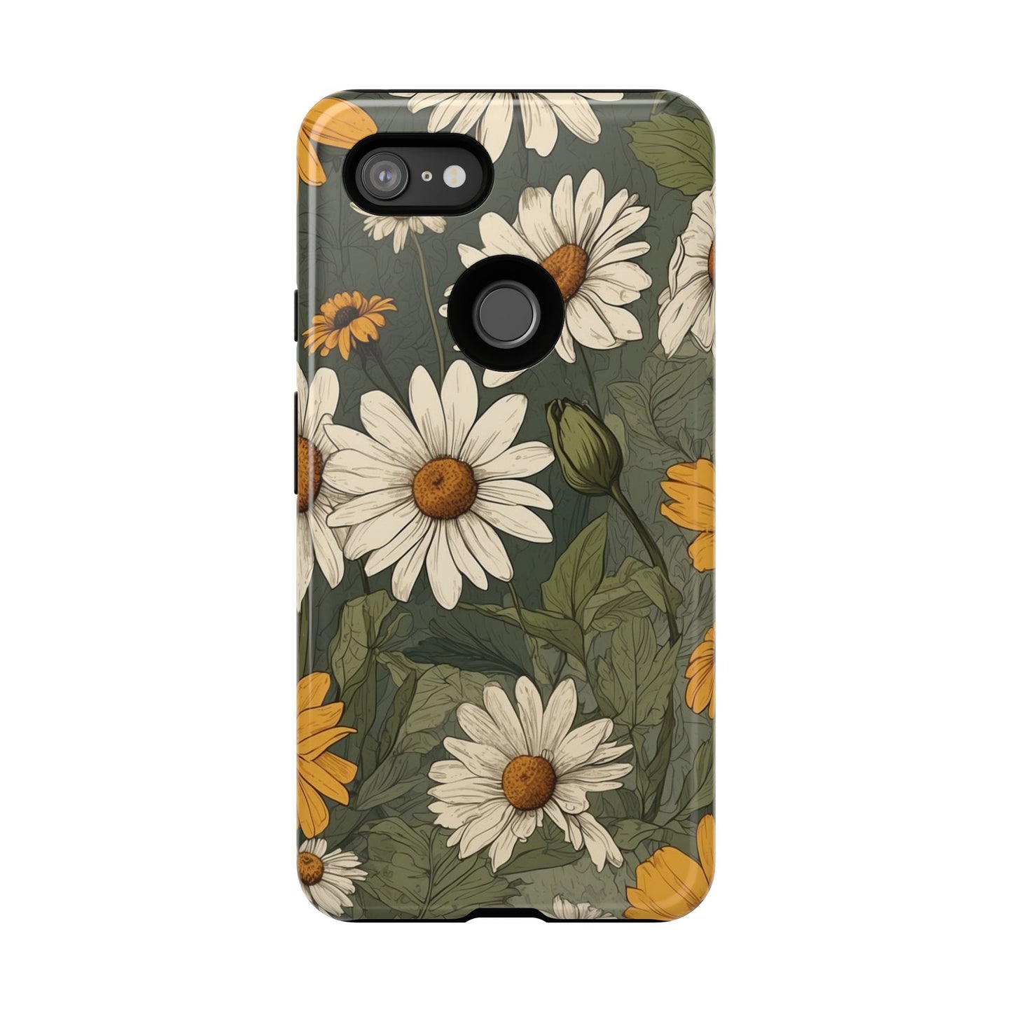 Boho Chic Daisies Floral Pattern "White & Yellow" Phone Case