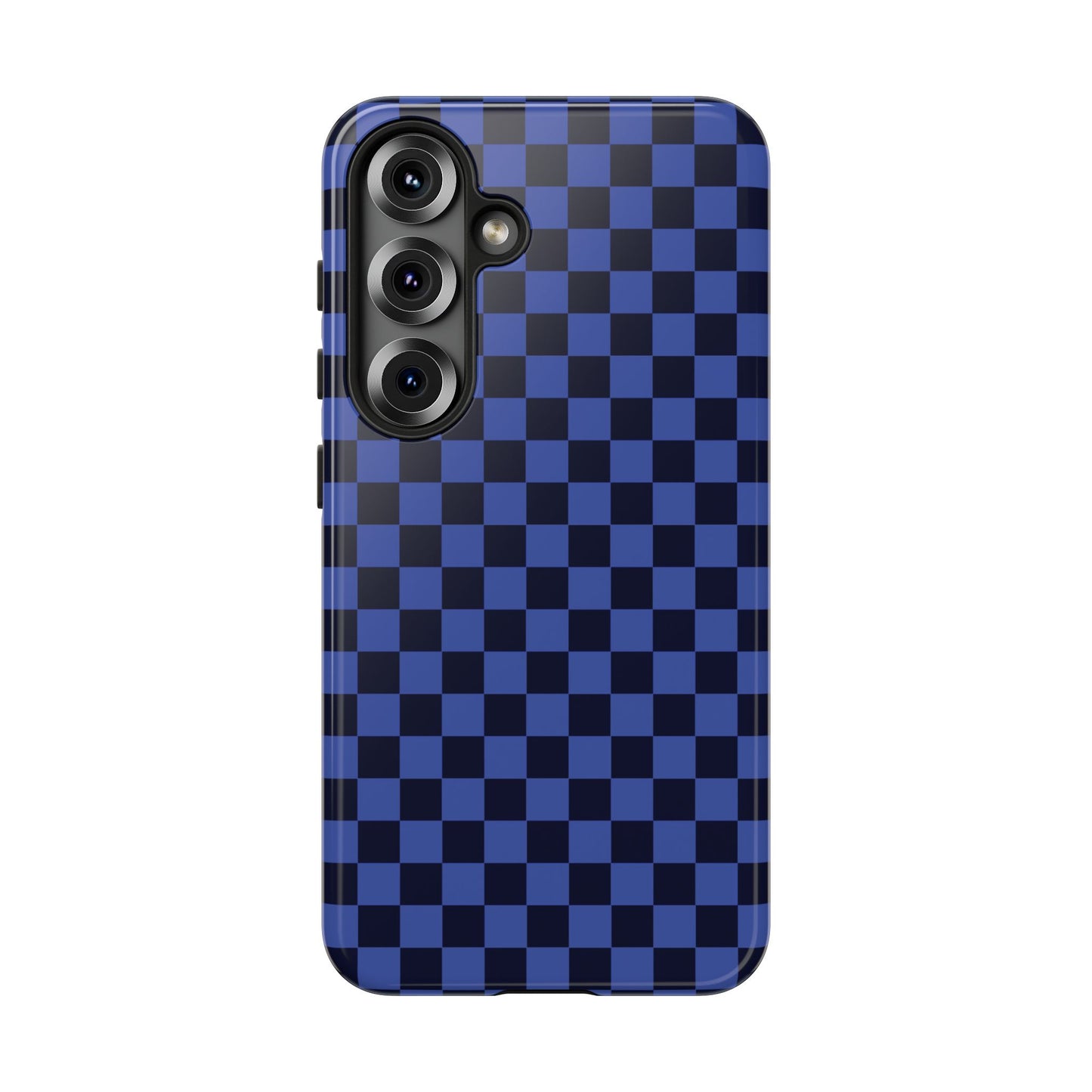 Samsung Galaxy S25 / Glossy Phone Case - ’Bold Blue Checkered Pattern’ Phone Case