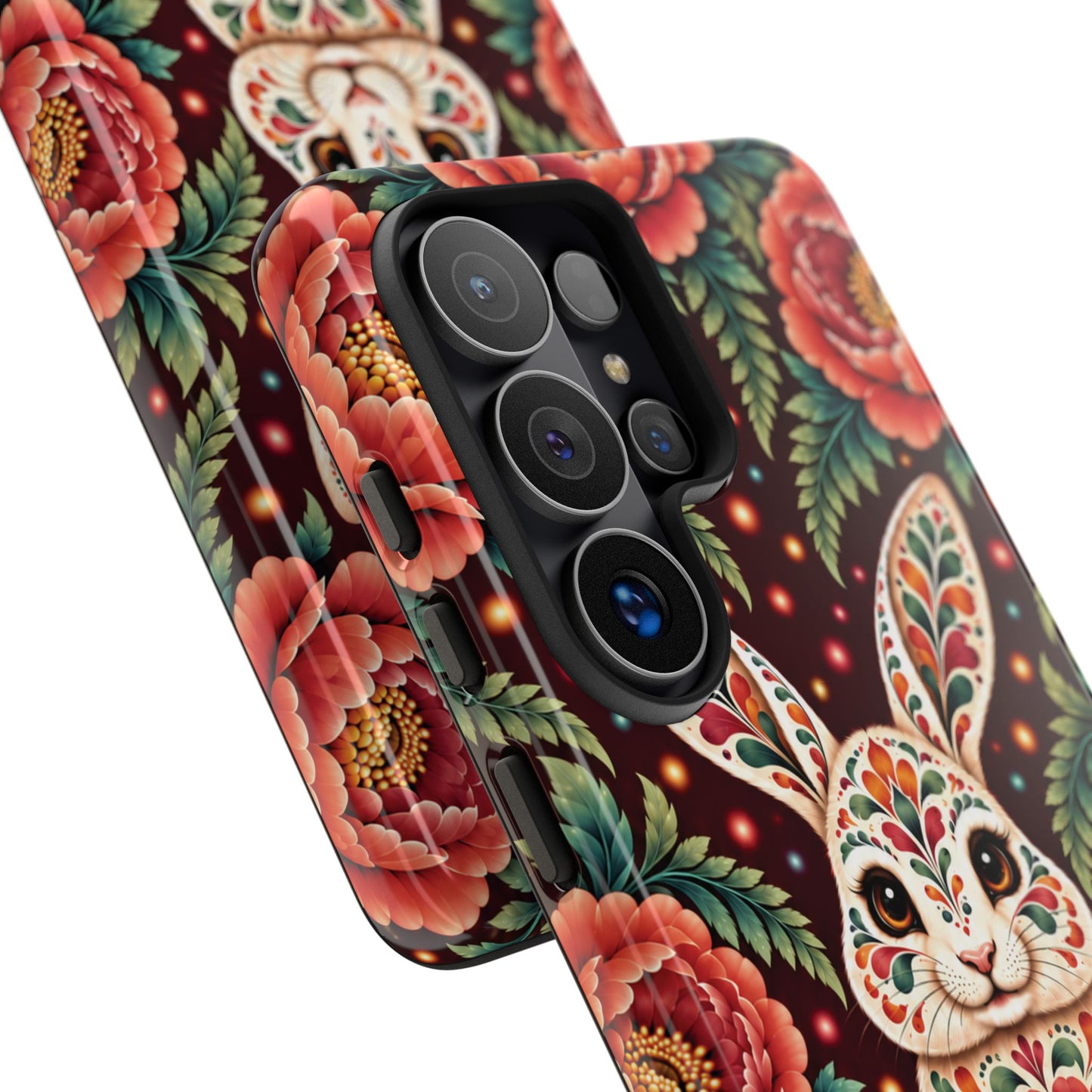 Cute Terracotta and Teal Calavera Bunny Phone Case - Phone Case