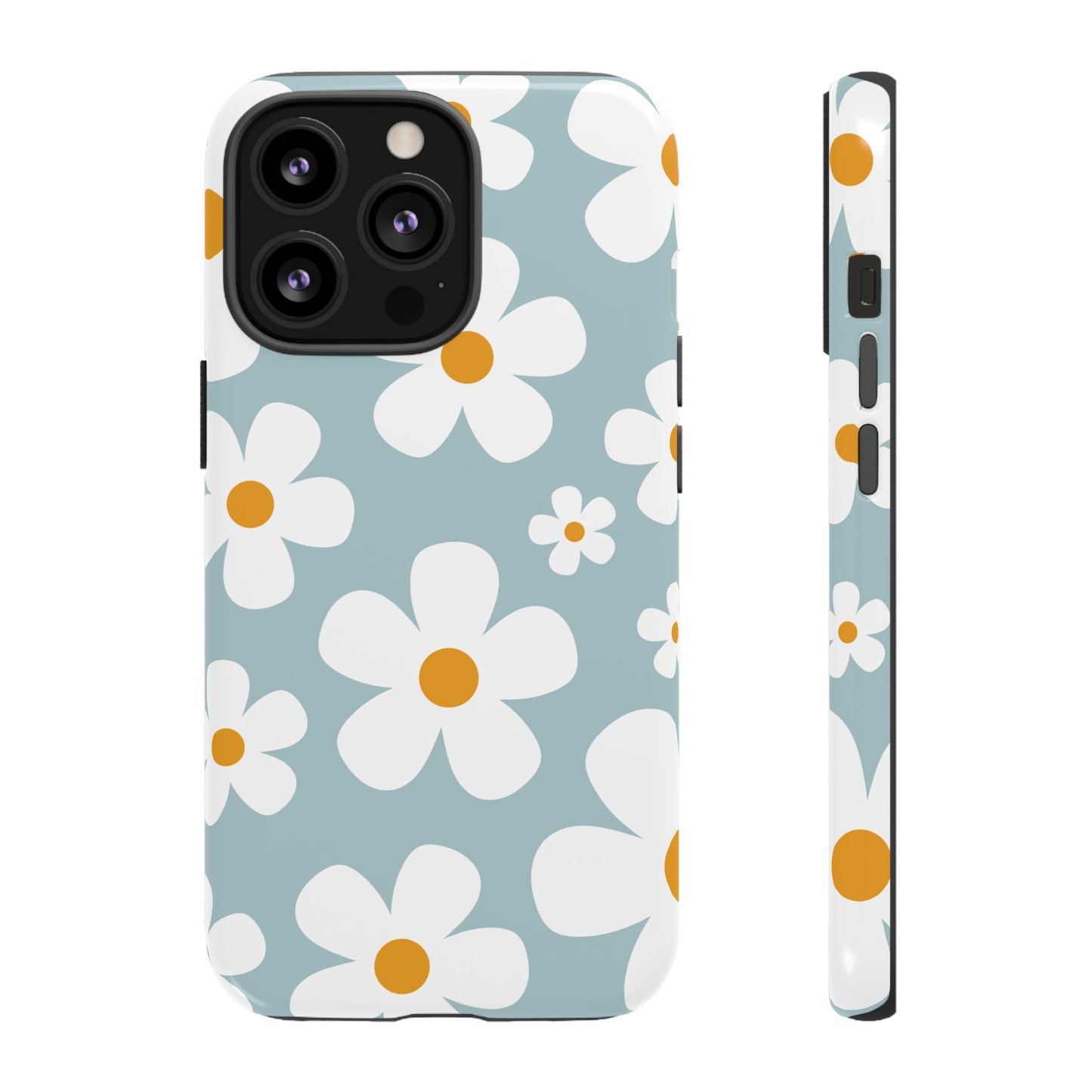 iPhone 13 Pro / Glossy Phone Case - ’Blue Daisy Pattern’ Phone Case