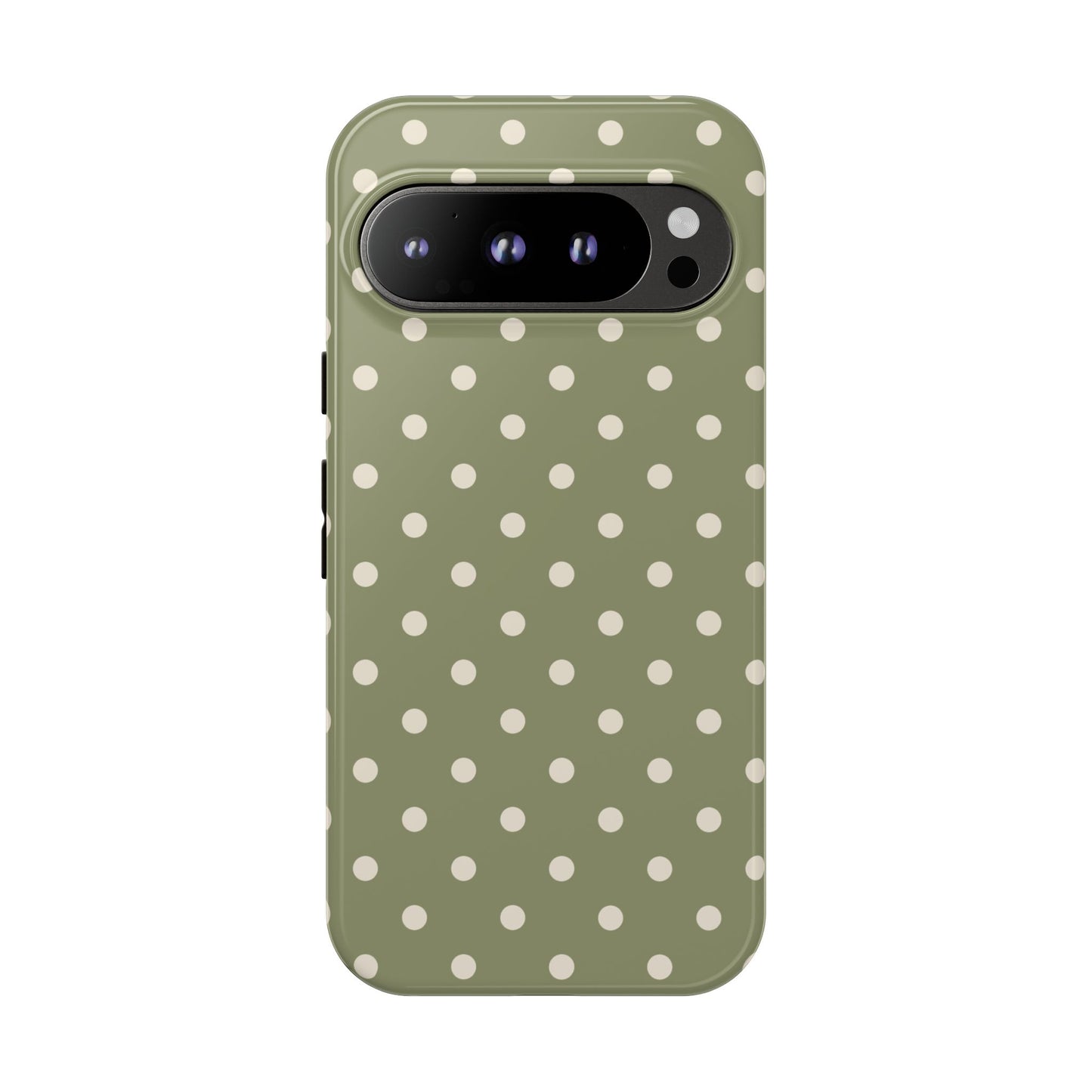 Google Pixel 9 Pro / Glossy Phone Case - ’Green & White Dot Pattern’ Phone Case