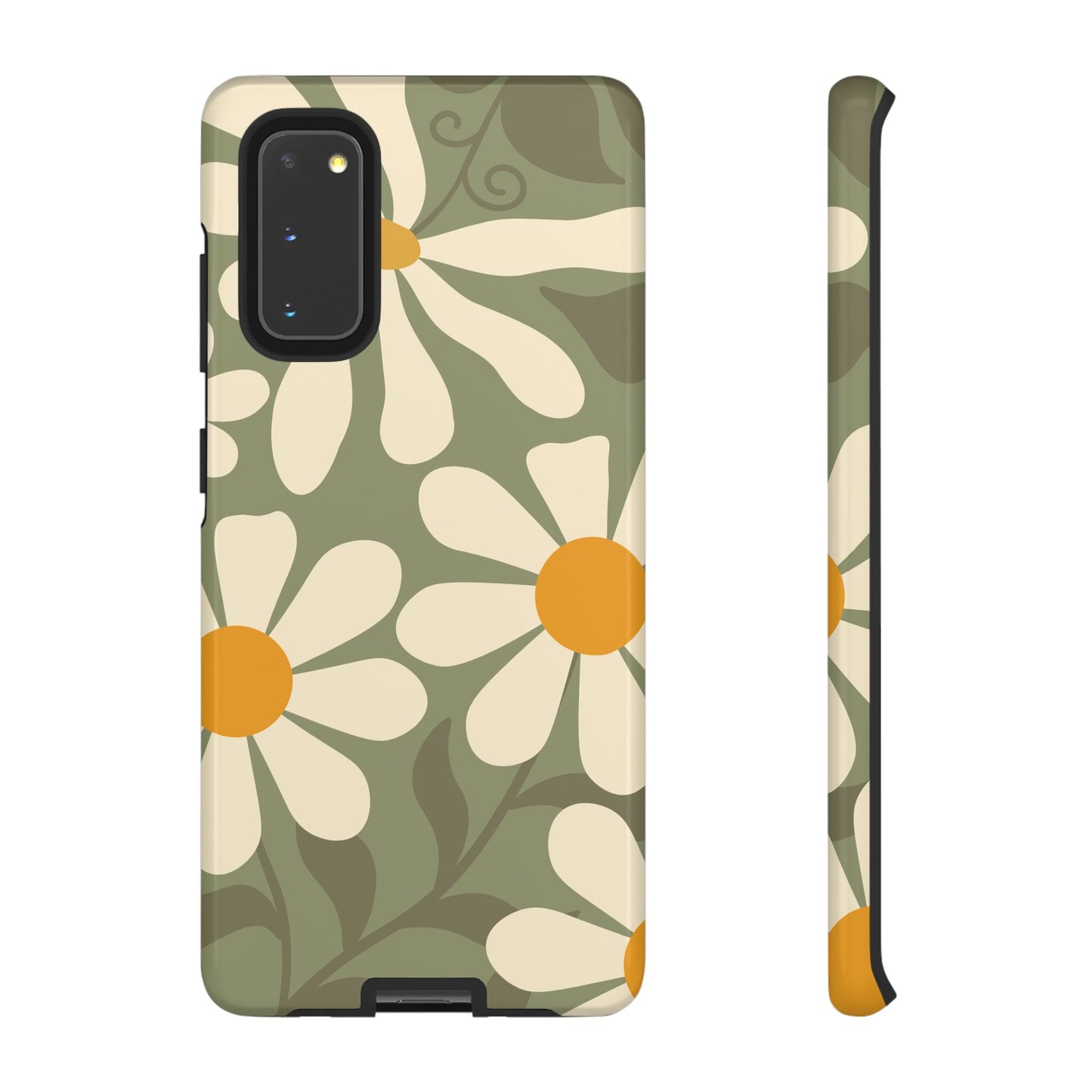 Samsung Galaxy S20 / Glossy Phone Case - ’Retro Green Daisy Pattern #2’ Phone Case