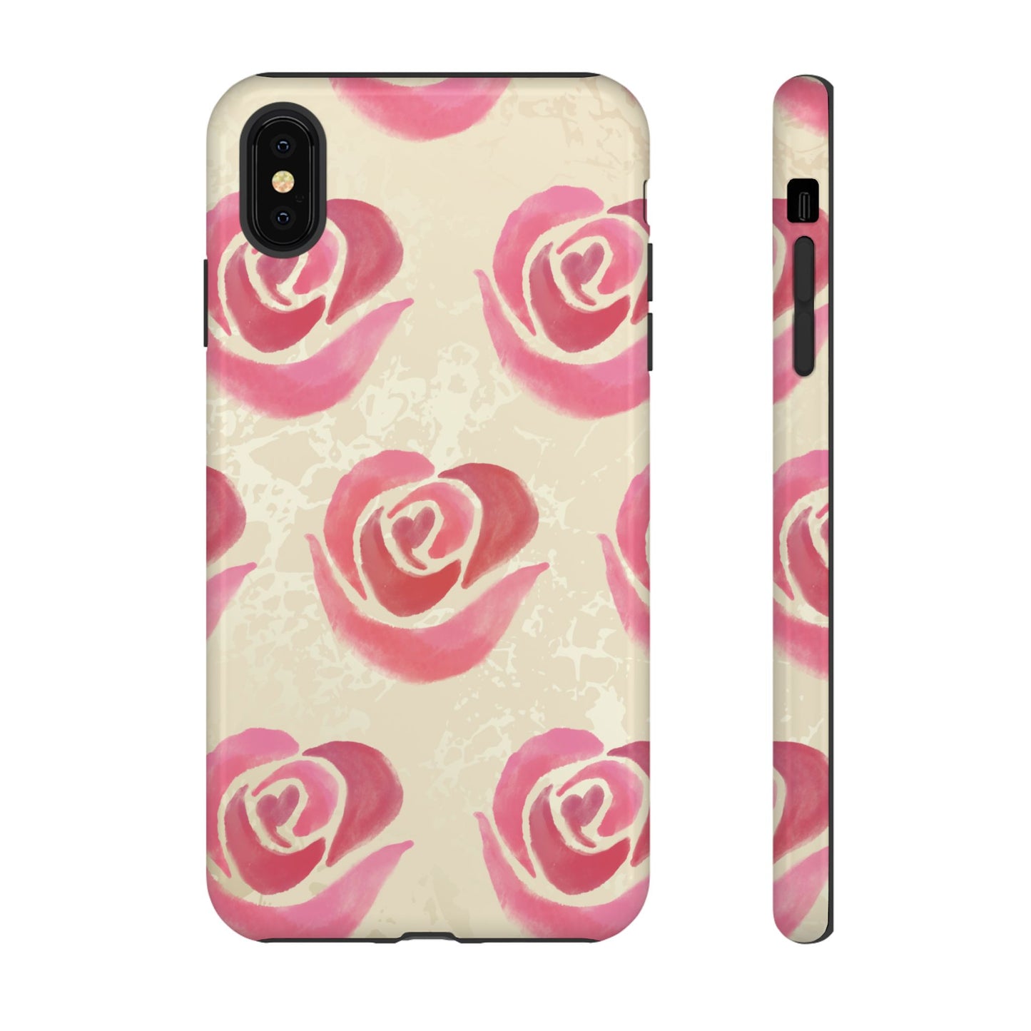 iPhone XS MAX / Glossy Phone Case - ’Pink Rose Pattern’ Phone Case