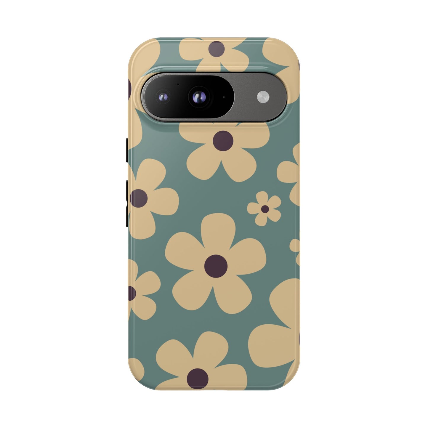 Google Pixel 9 / Glossy Phone Case - Cute Blue & Cream Daisy Pattern Phone Case