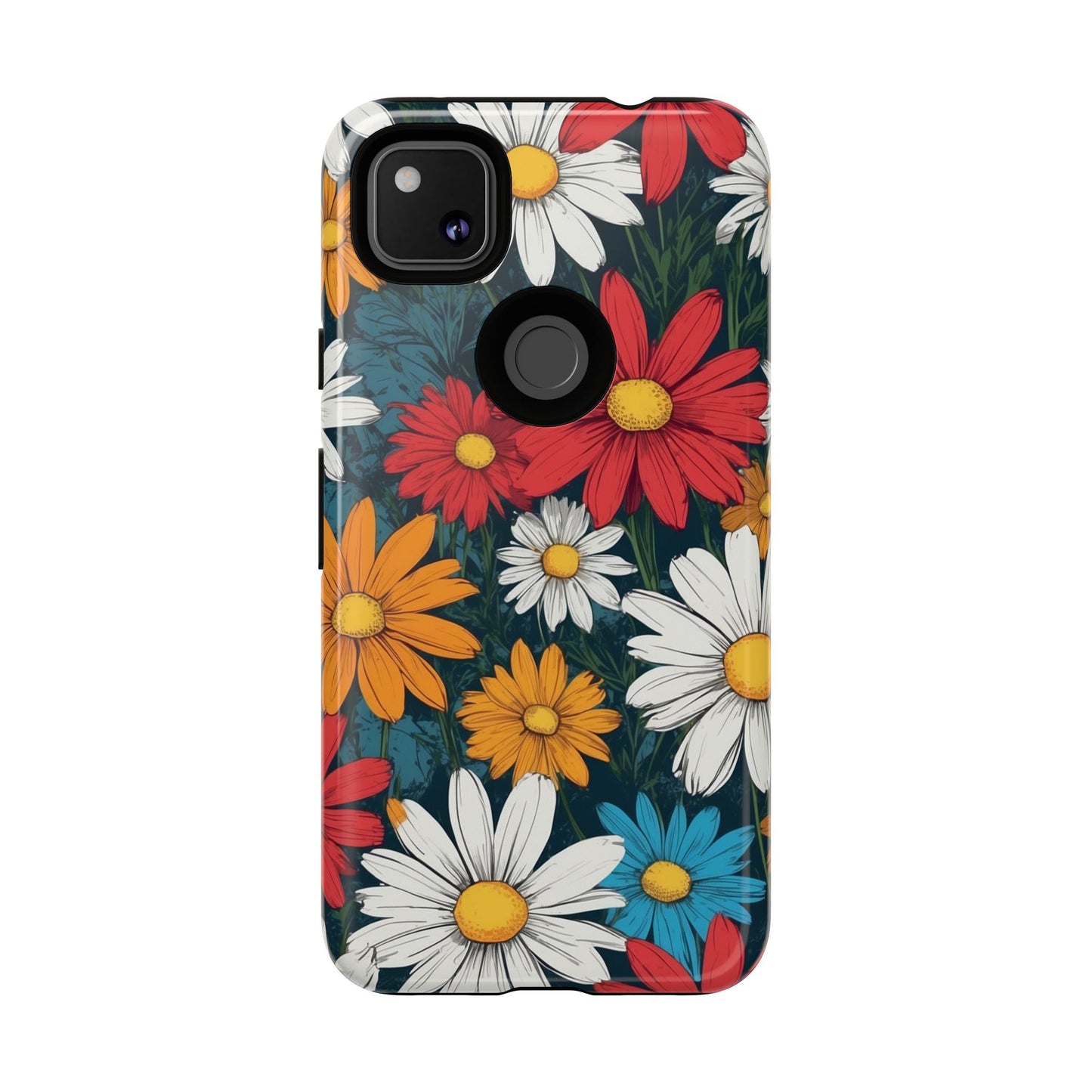 Pop Art Daisies Illustration "Red & Orange" Phone Case