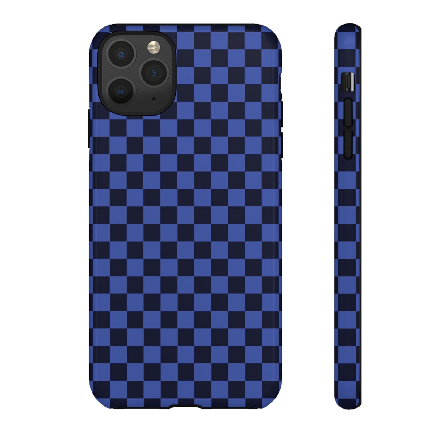 iPhone 11 Pro Max / Glossy Phone Case - ’Bold Blue Checkered Pattern’ Phone Case