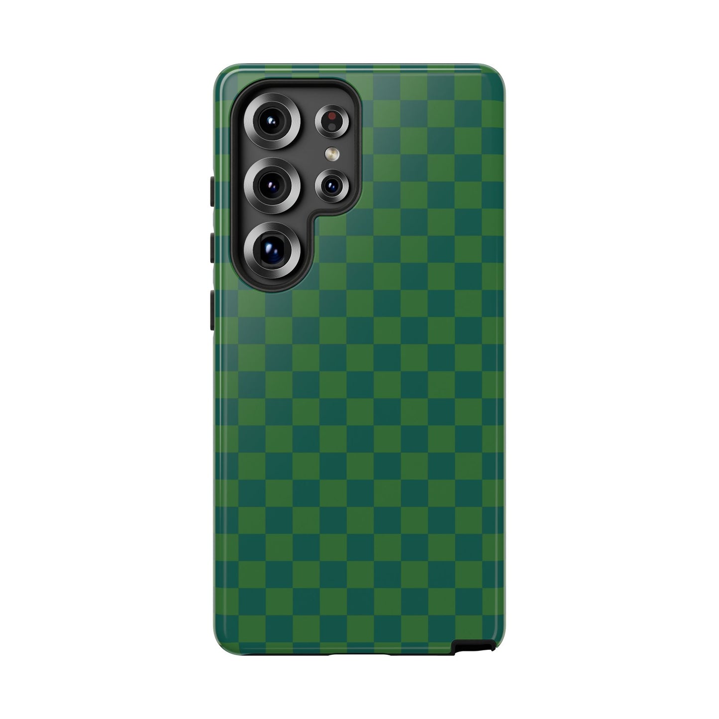 Samsung Galaxy S25 Ultra / Glossy Phone Case - ’Bold Green Checkered Pattern’ Phone Case