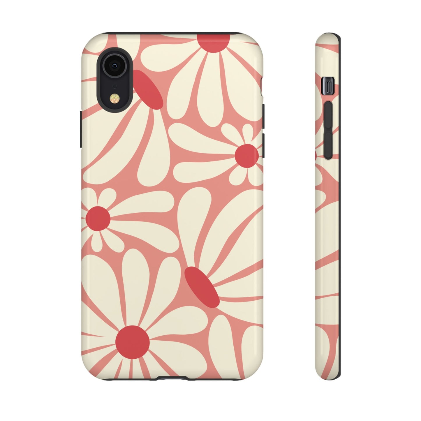 iPhone XR / Glossy Phone Case - ’Retro Pink Daisy Pattern’ Phone Case