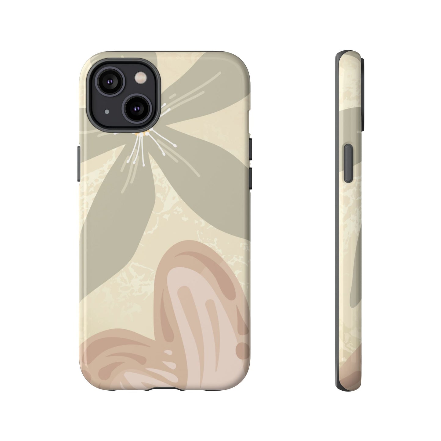 iPhone 14 Plus / Glossy Phone Case - ’Hibiscus Heart Pattern’ Phone Case