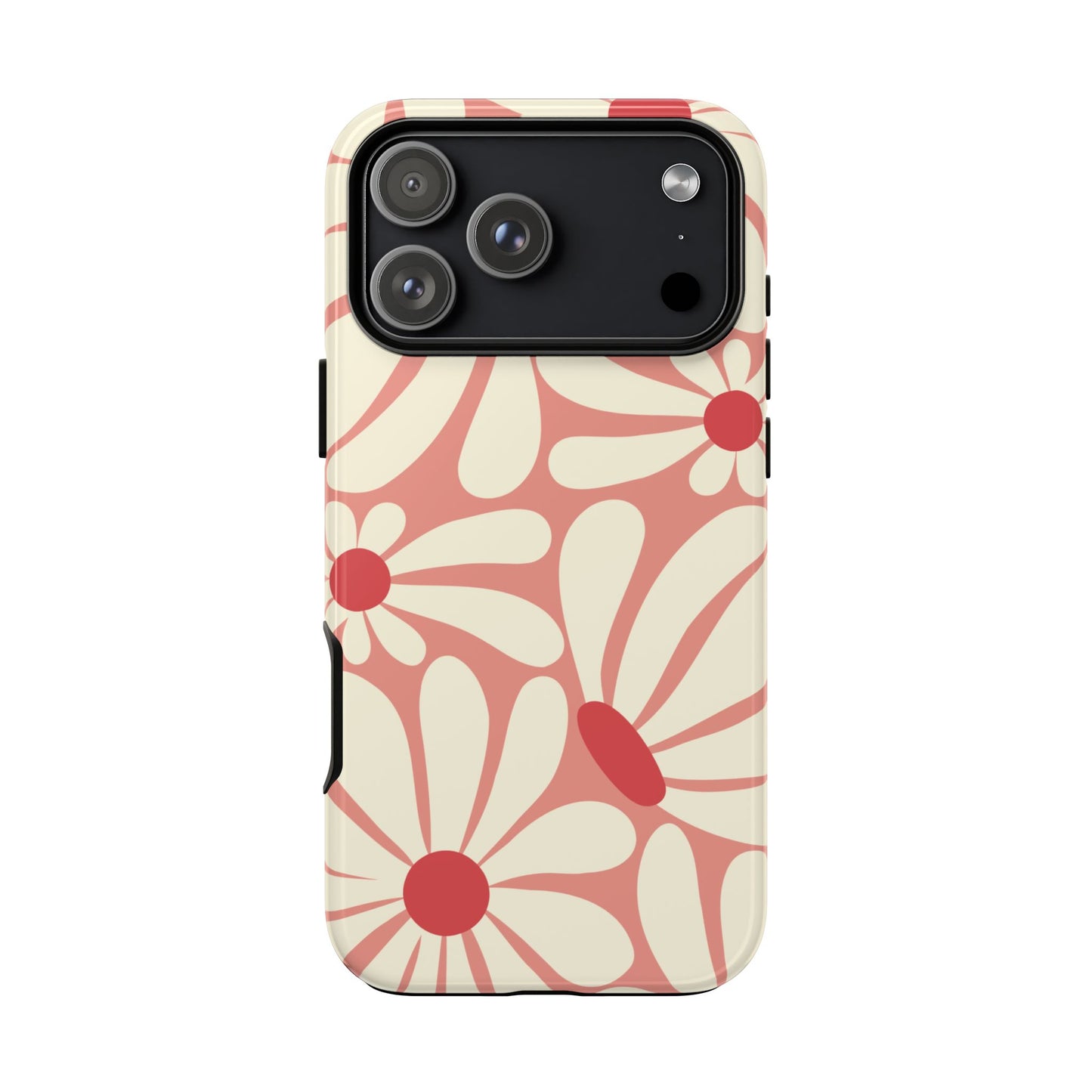 iPhone 17 Pro Max / Glossy Phone Case - ’Retro Pink Daisy Pattern’ Phone Case