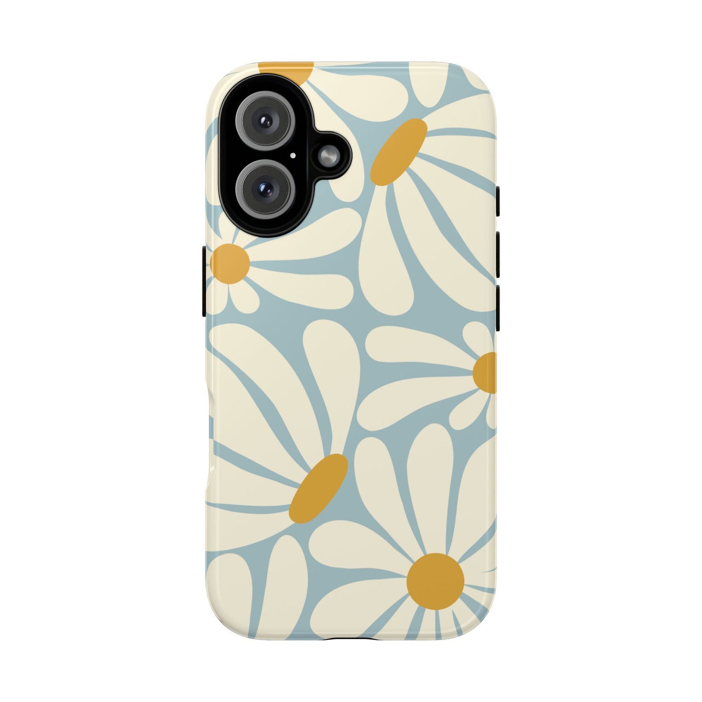 iPhone 16 / Glossy Phone Case - ’Retro Blue Daisy Pattern’ Phone Case