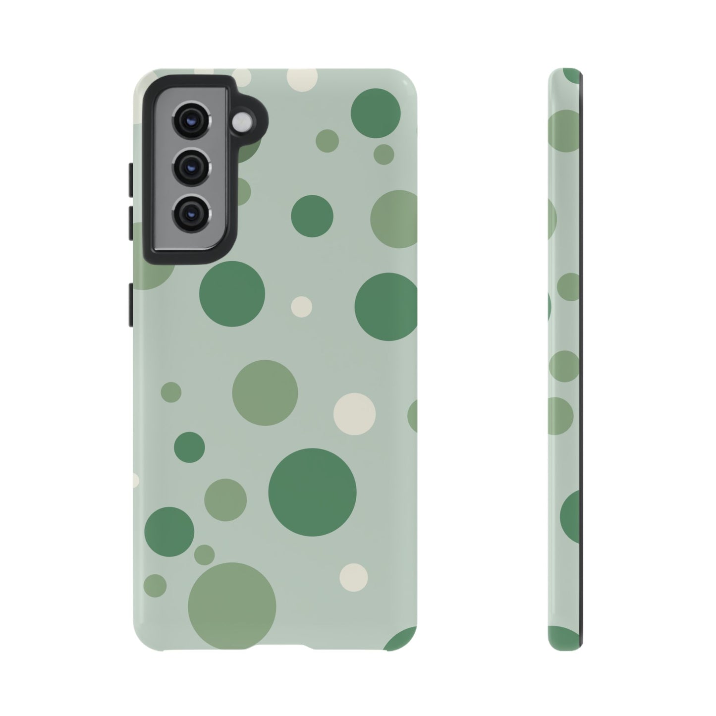 Samsung Galaxy S21 / Glossy Phone Case - ’Bold Green Dot Pattern’ Phone Case