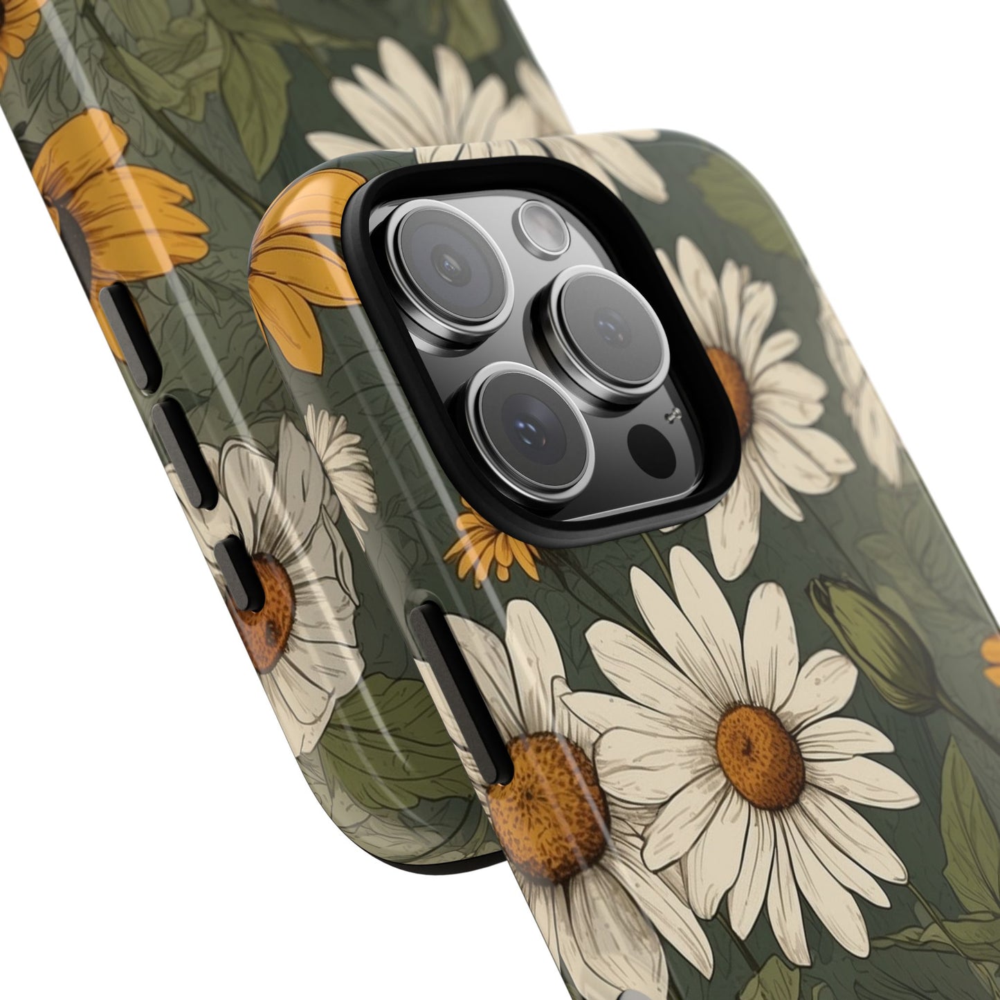 Boho Chic Daisies Floral Pattern "White & Yellow" Phone Case