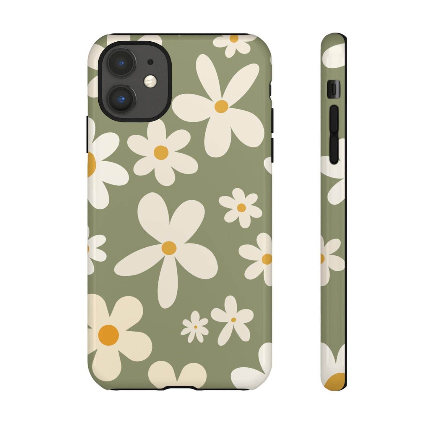 iPhone 11 / Glossy Phone Case - ’Green Daisy Pattern’ Phone Case