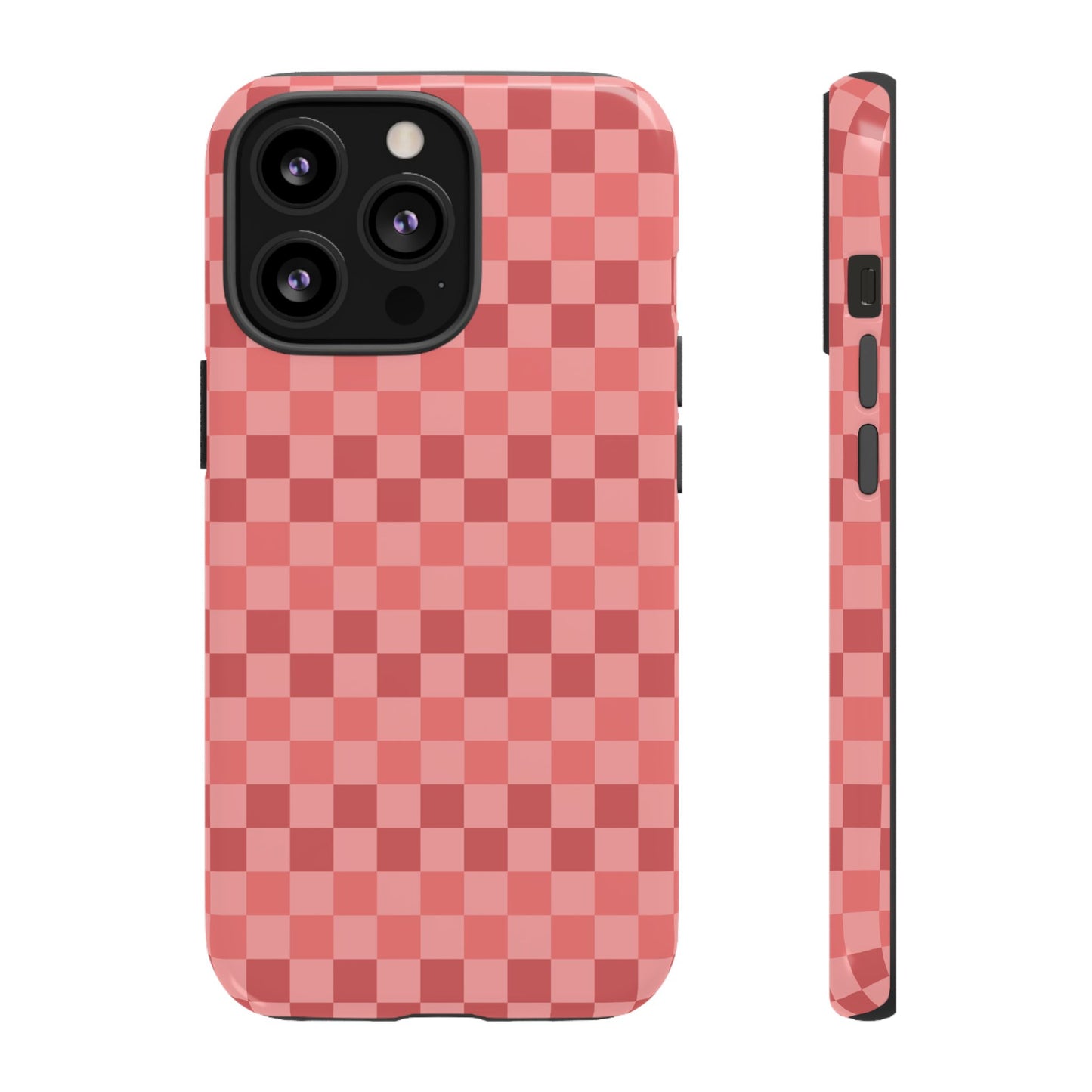 iPhone 13 Pro / Glossy Phone Case - ’Bold Pink Checkered Pattern’ Phone Case