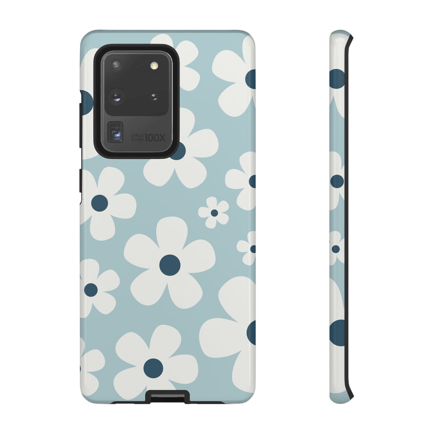 Samsung Galaxy S20 Ultra / Glossy Phone Case - Cute Light Blue Daisy Pattern Phone Case